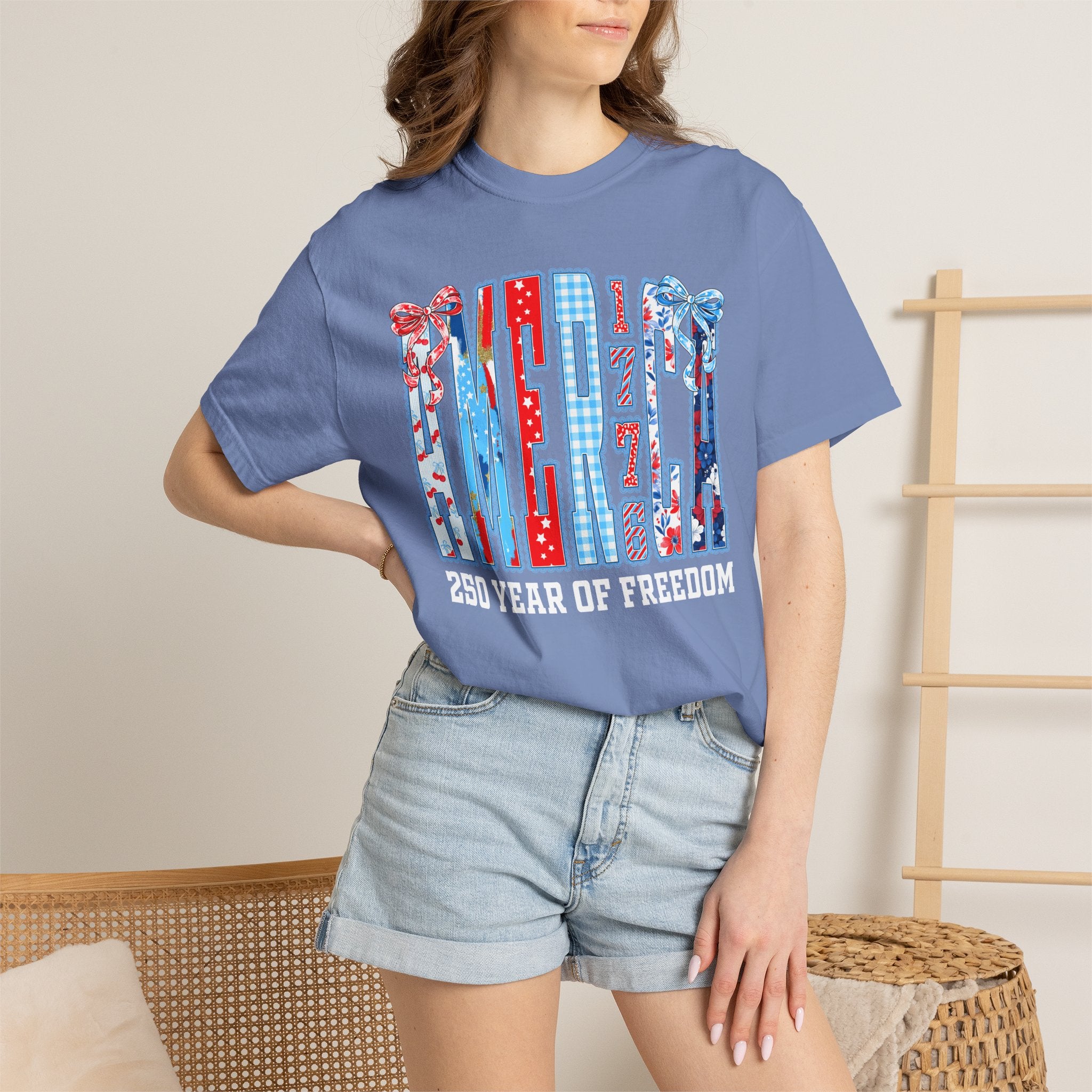 Patriotic Ribbon Flag T-Shirt — Red White Blue 4th of July Tee