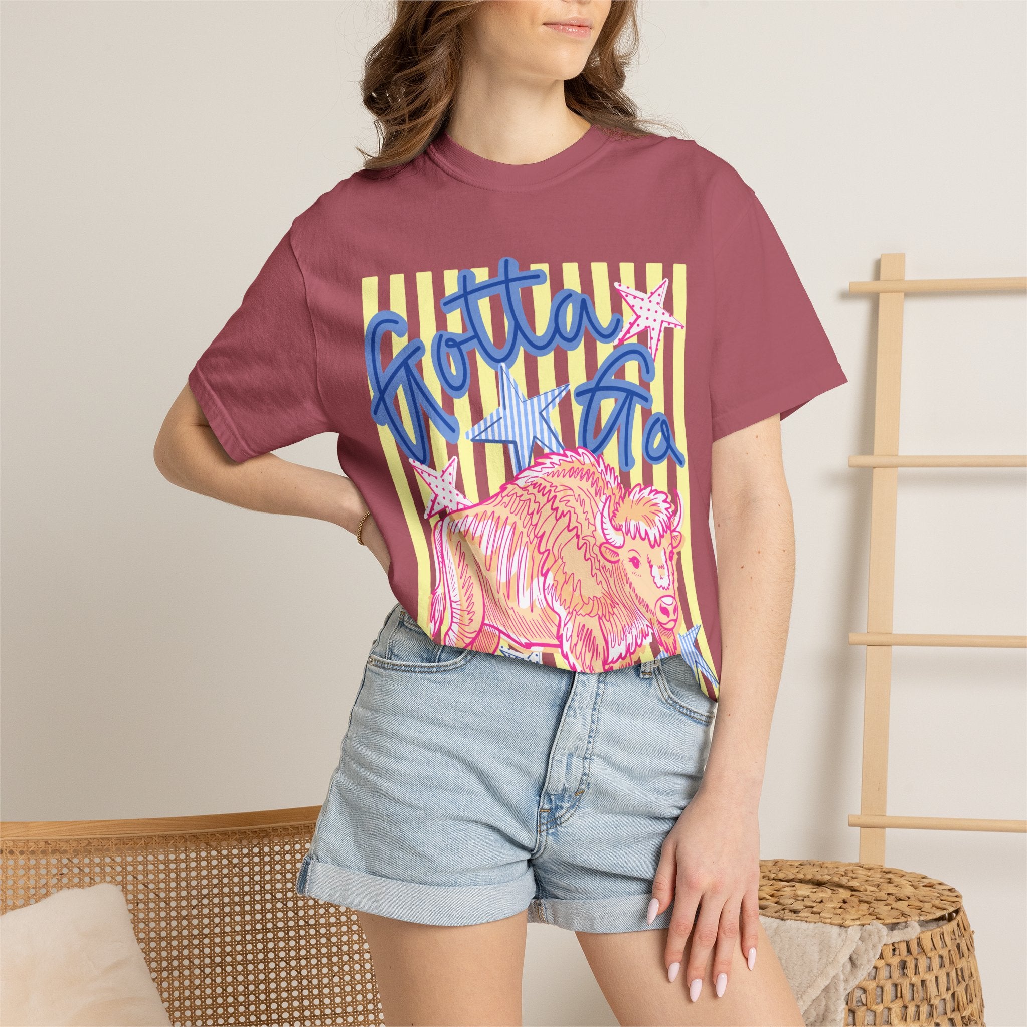 Gotta Go Buffalo T-Shirt — Retro Neon Bison Graphic Tee