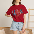 USA Sparkle Graphic T-Shirt — Patriotic Red White Blue Tee for 4th of July
