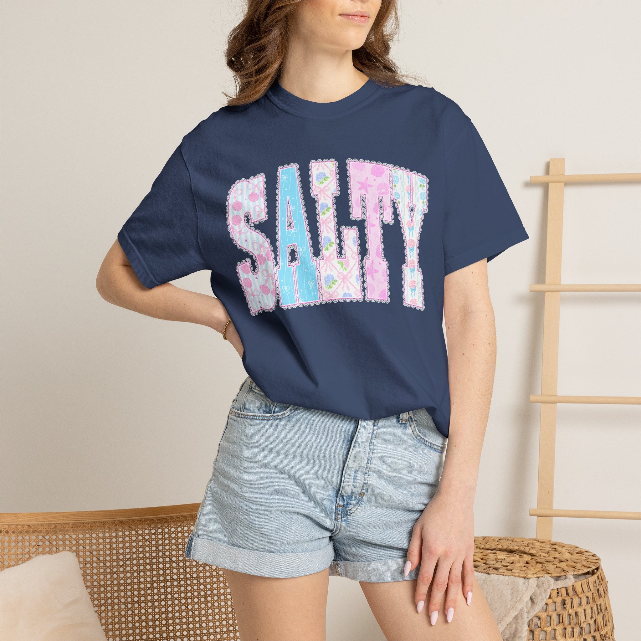"SALTY" Floral Lettering Tee
