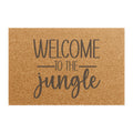Welcome to the Jungle Doormat — Coir Entry Mat with Script Text, Funny Tropical Welcome