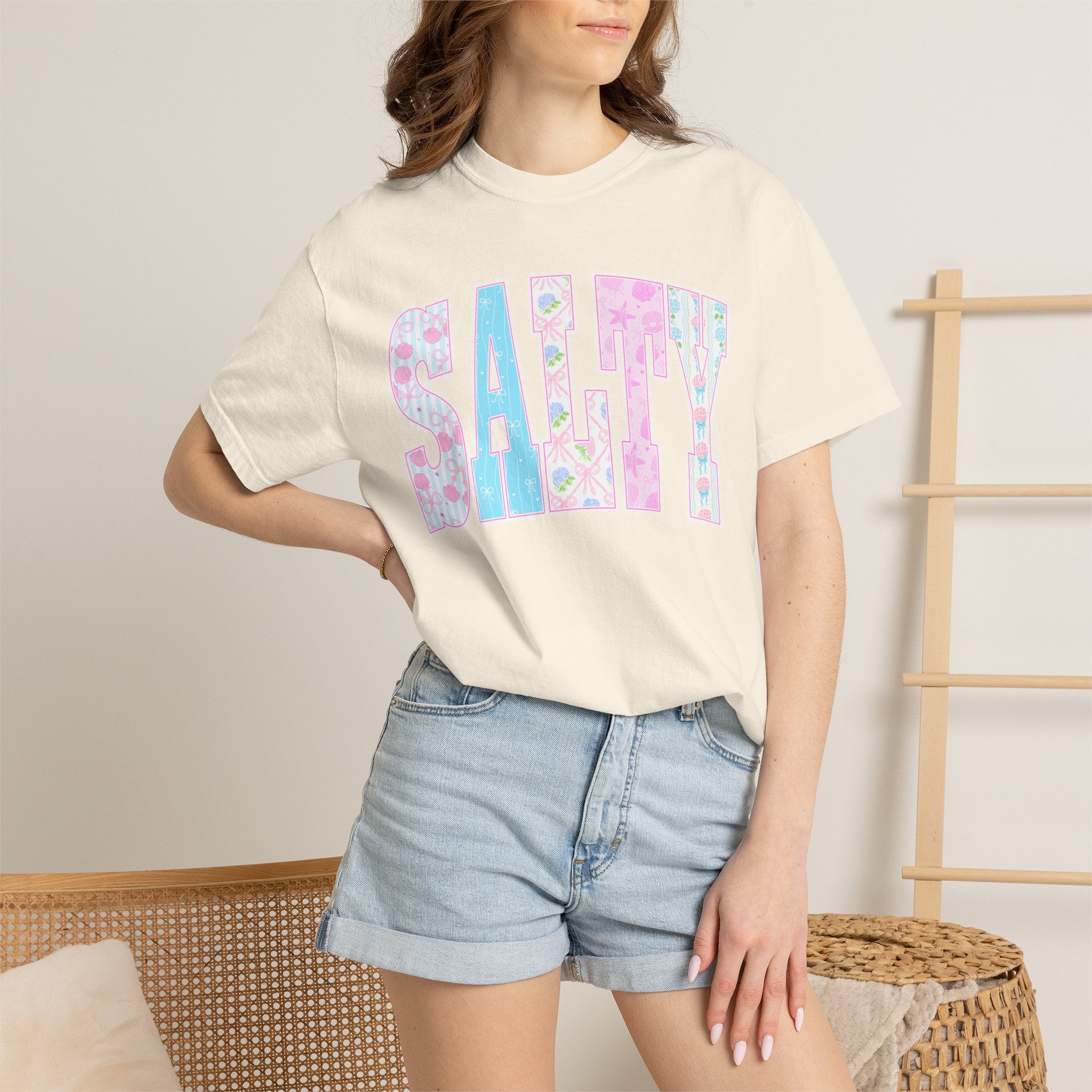 "SALTY" Floral Lettering Tee