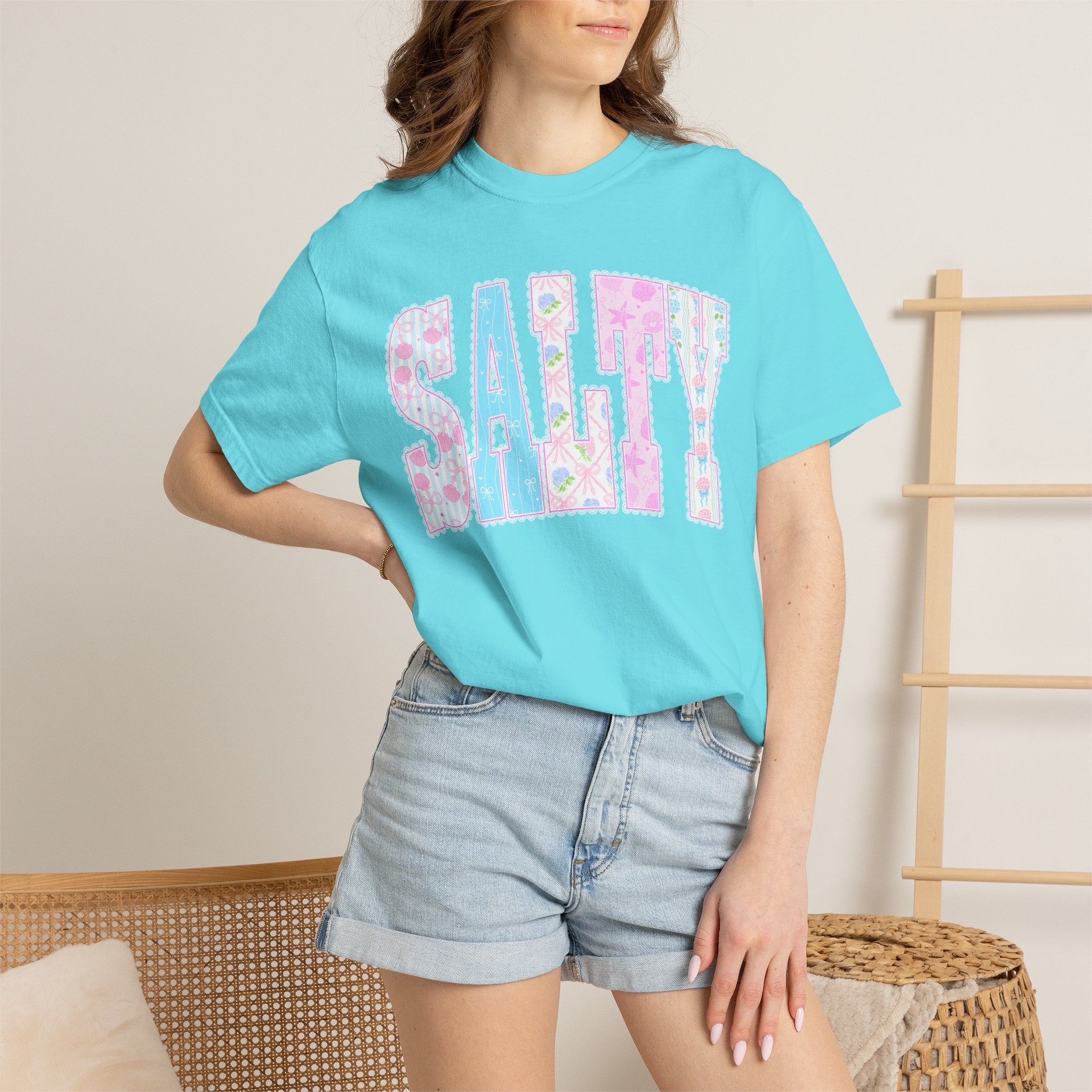 "SALTY" Floral Lettering Tee