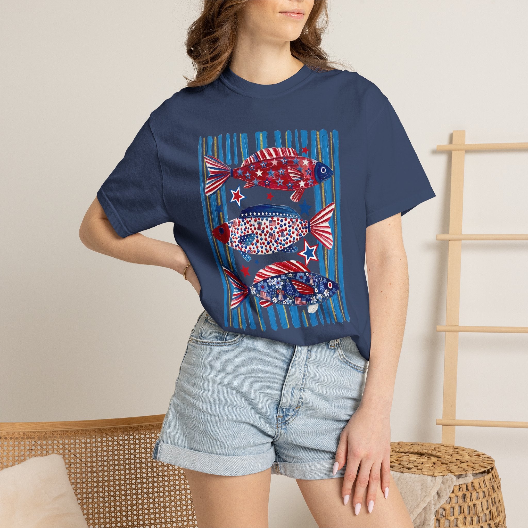 Patriotic Striped Fish Tee
