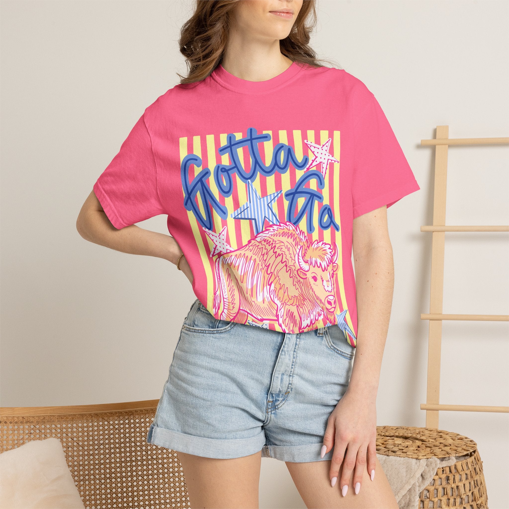 Gotta Go Buffalo T-Shirt — Retro Neon Bison Graphic Tee