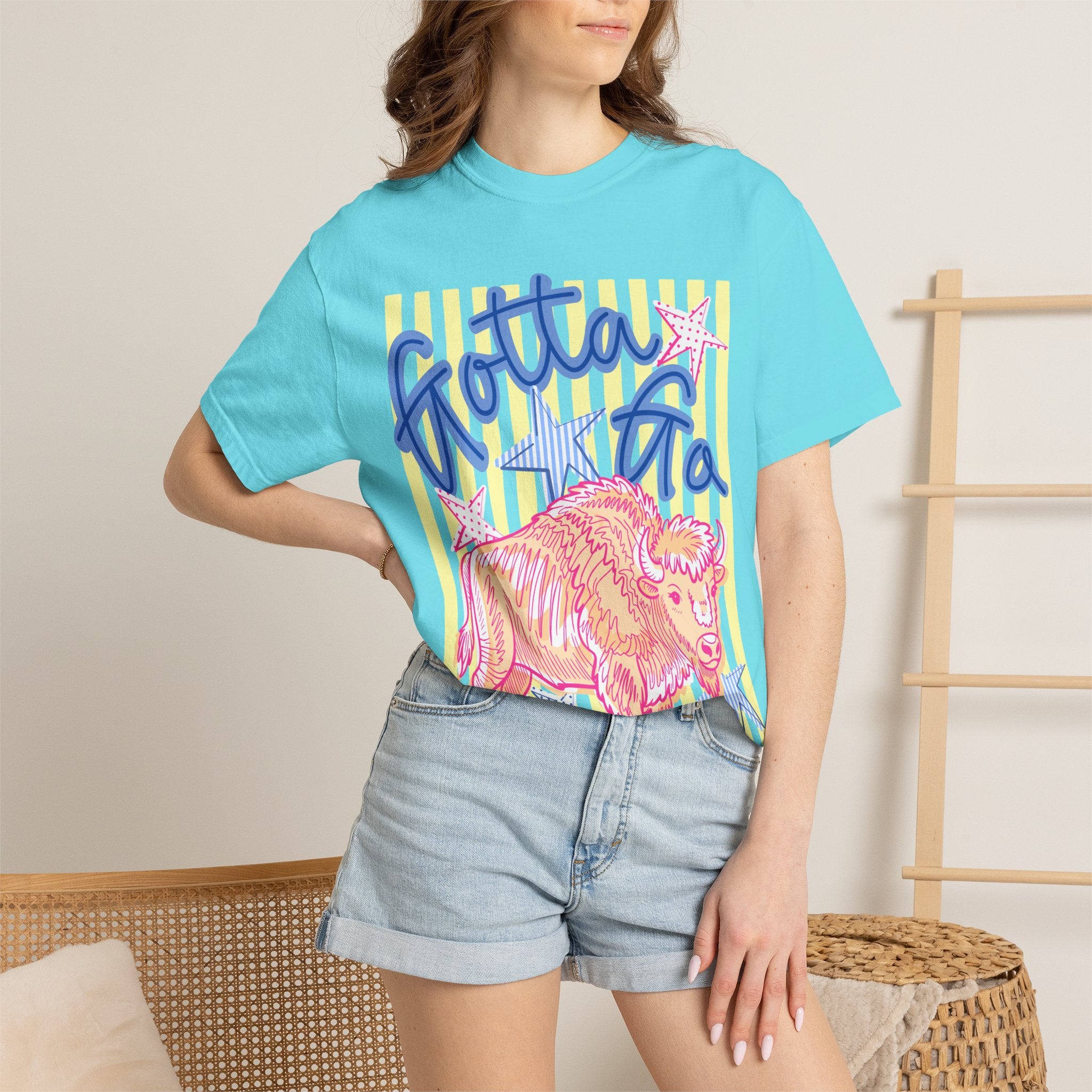 Gotta Go Buffalo T-Shirt — Retro Neon Bison Graphic Tee