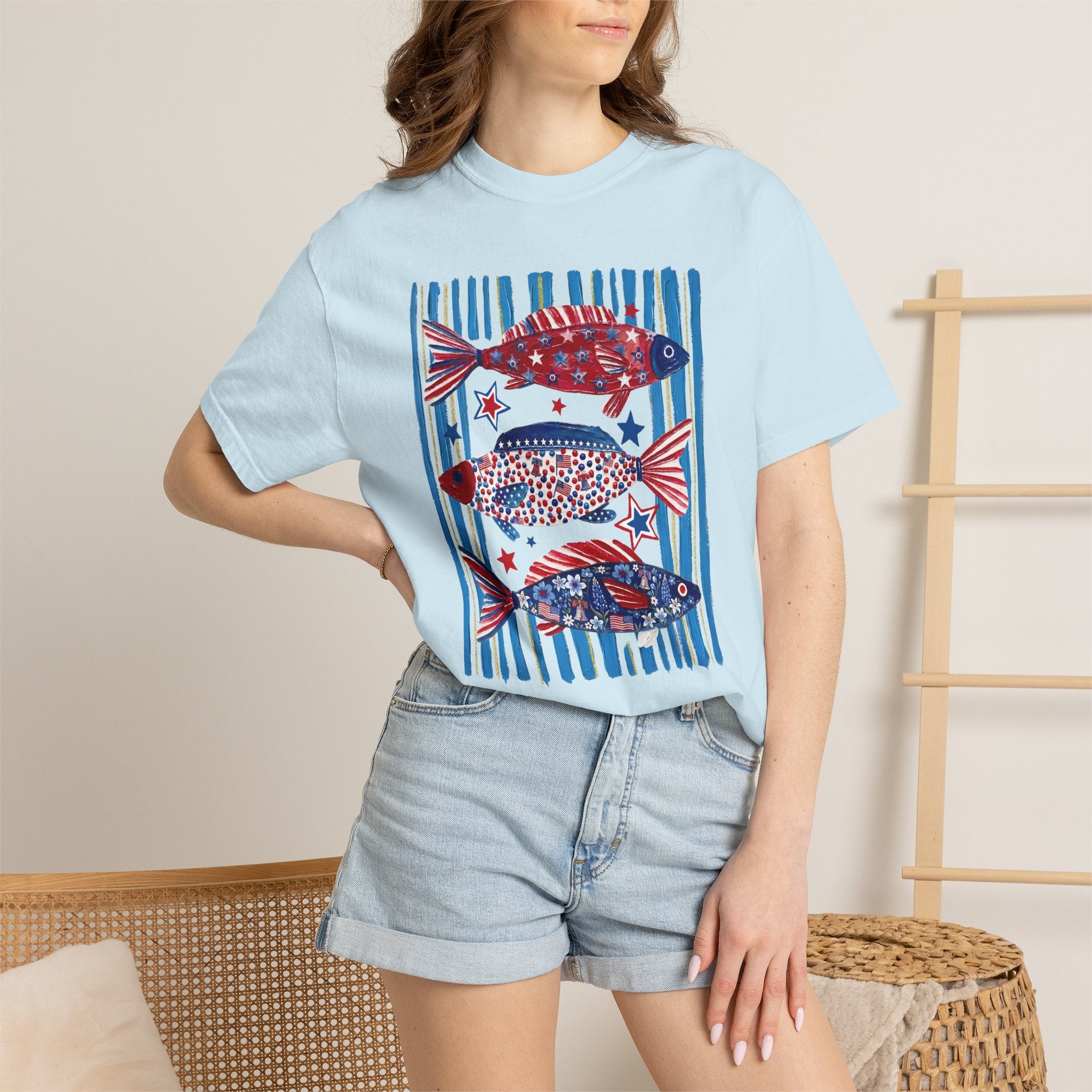 Patriotic Striped Fish Tee