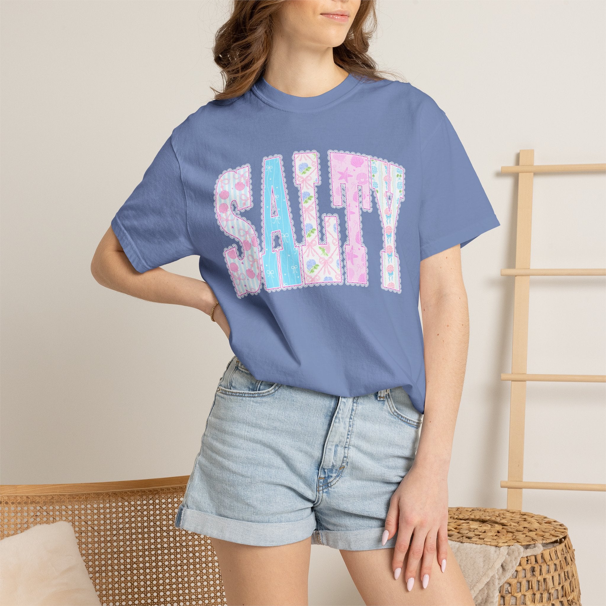 "SALTY" Floral Lettering Tee
