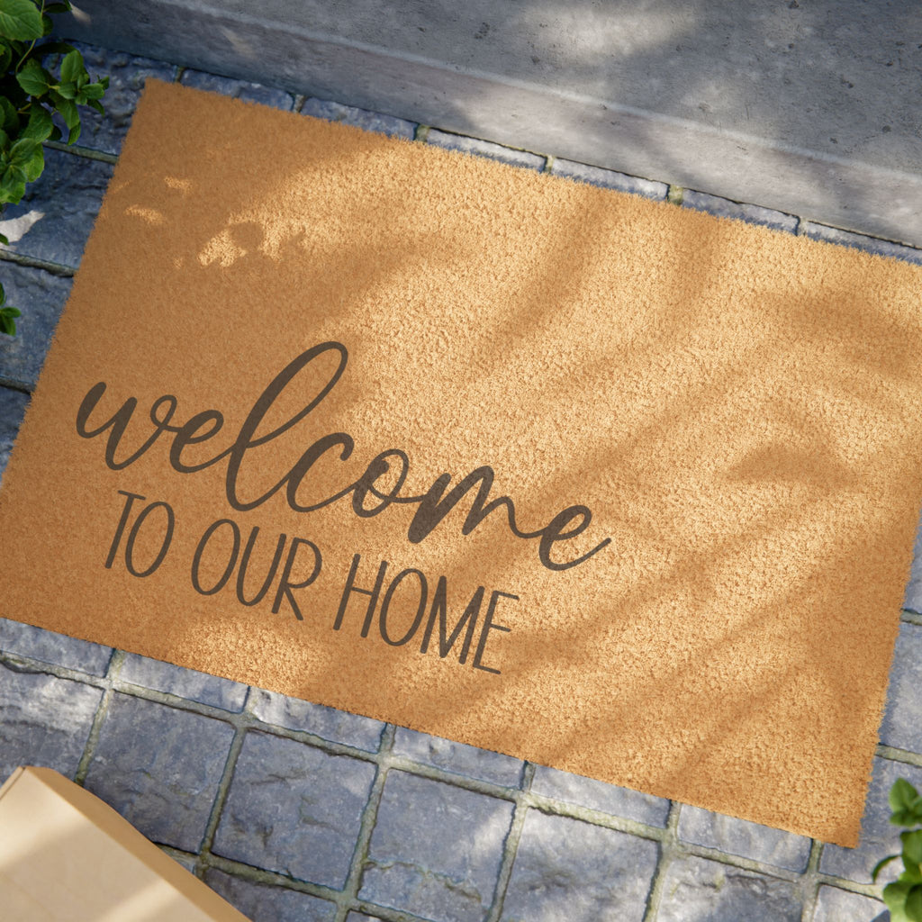 Doormat — "Welcome to Our Home" Entry Mat, Non-Slip Outdoor/Indoor Welcome Rug