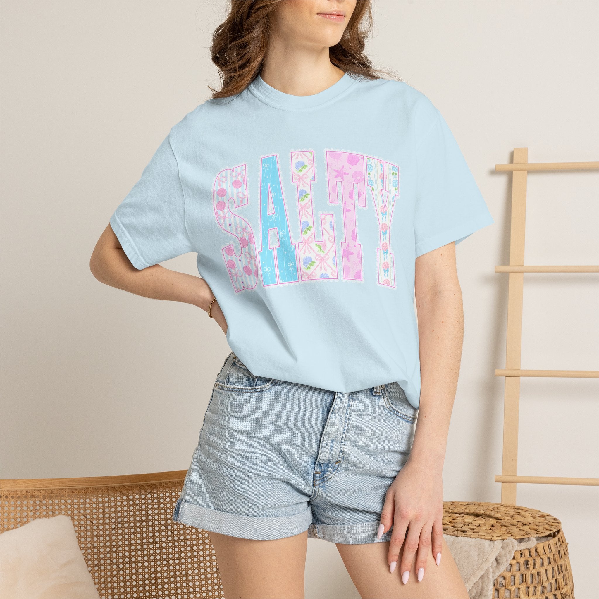 "SALTY" Floral Lettering Tee