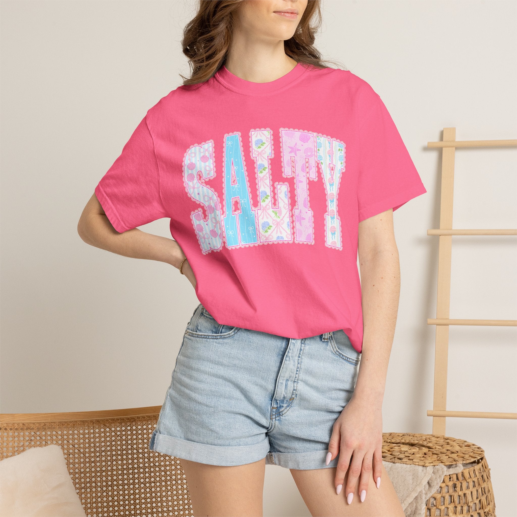 "SALTY" Floral Lettering Tee