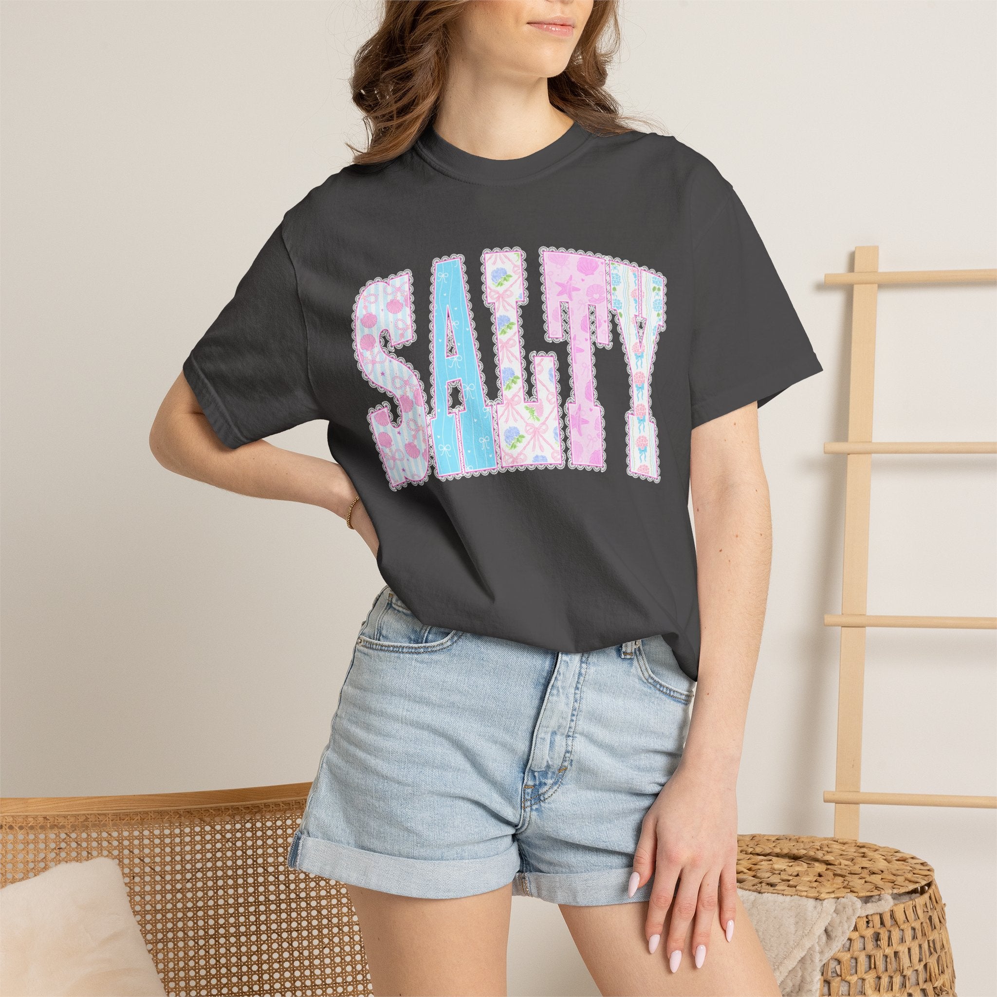 "SALTY" Floral Lettering Tee