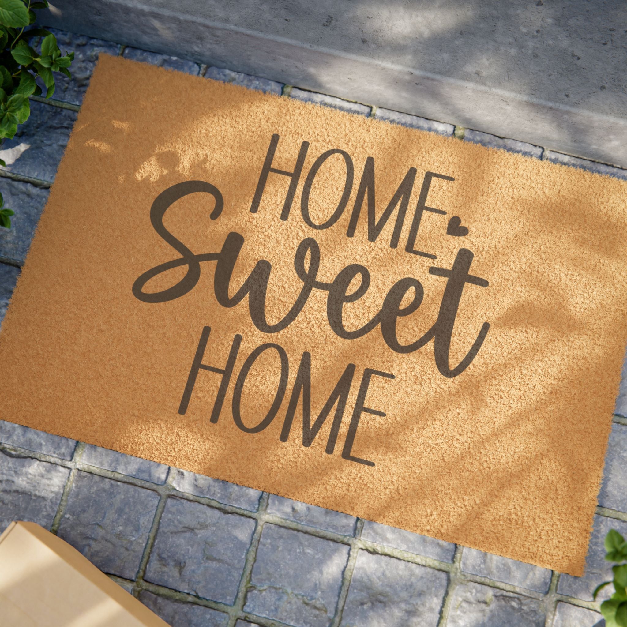 Home Sweet Home Doormat — Coir Welcome Mat with Script Design
