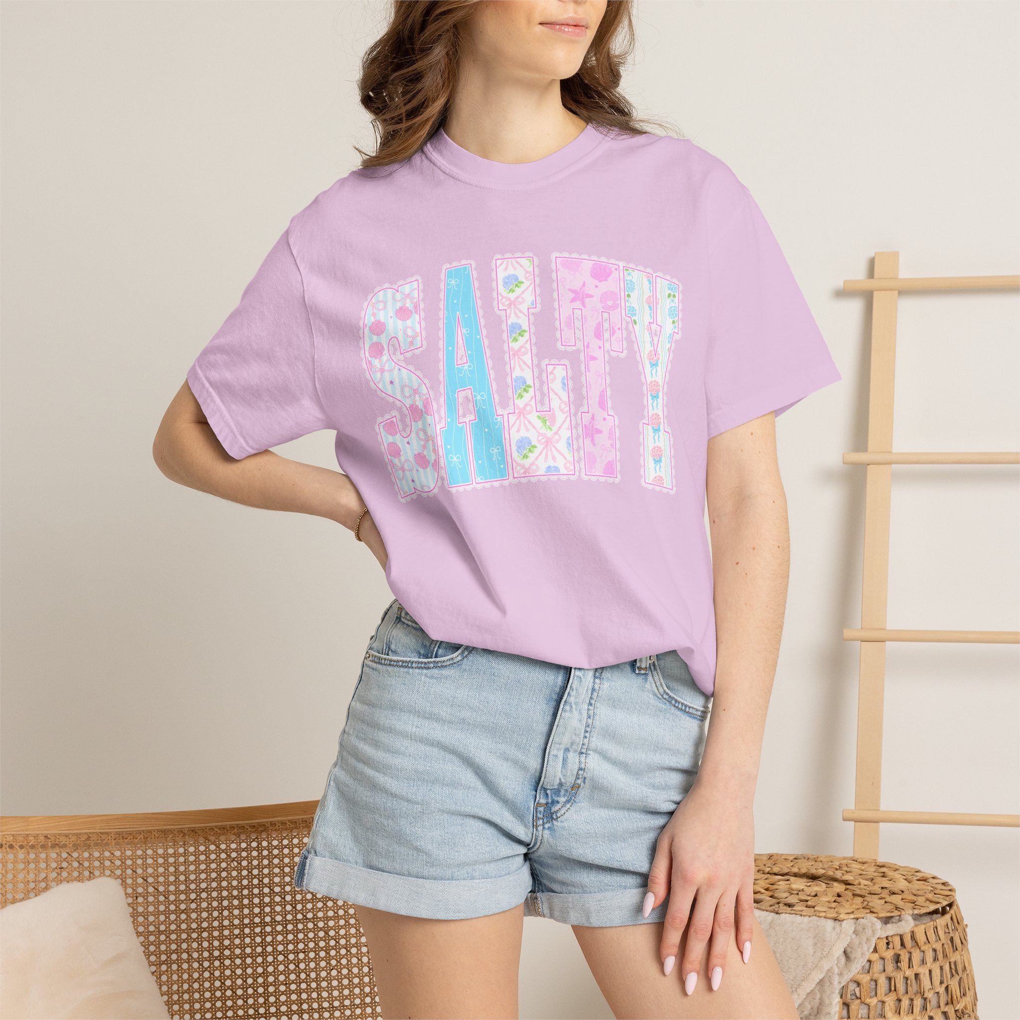 "SALTY" Floral Lettering Tee