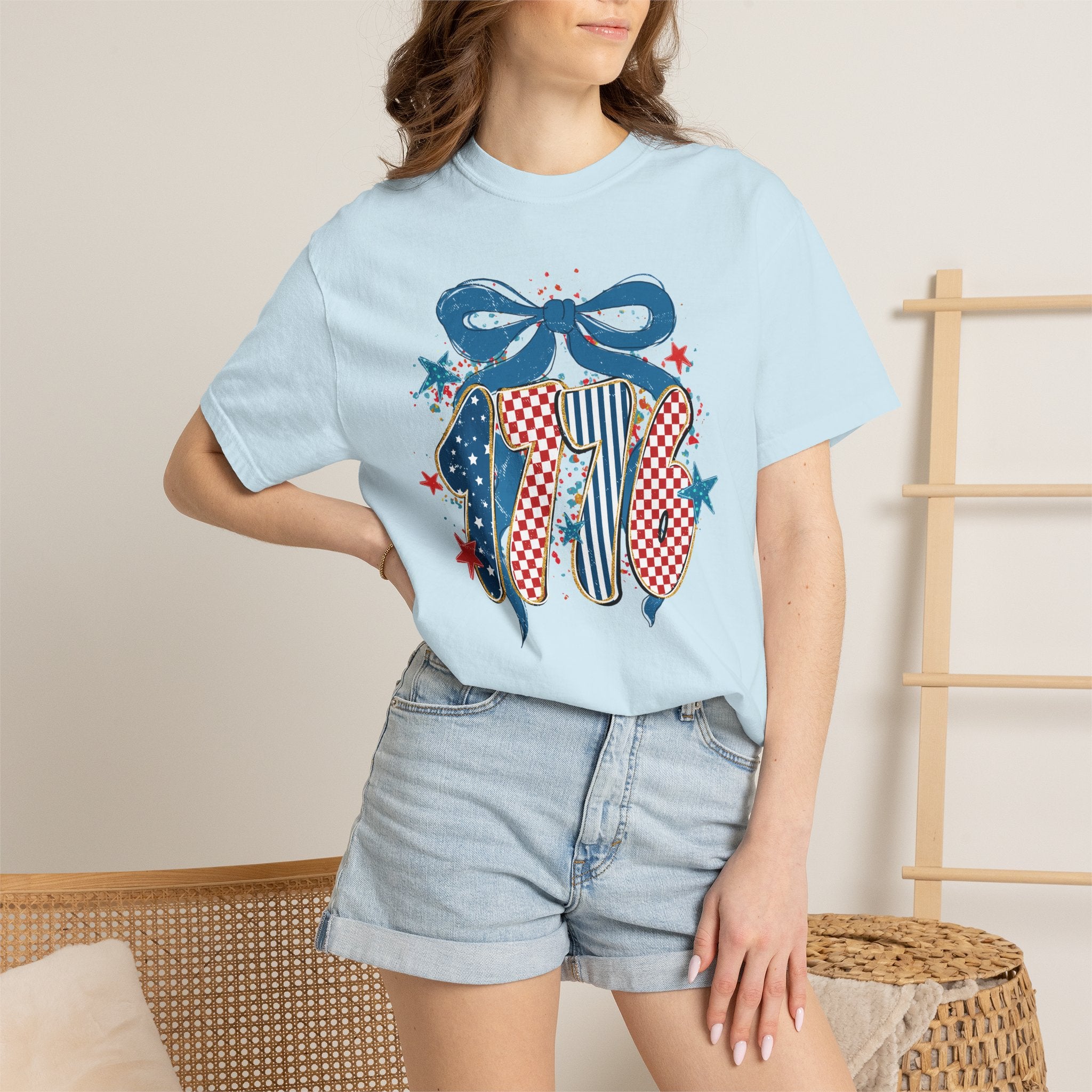 1776 Patriotic T-Shirt — Vintage USA Flag Ribbon Design