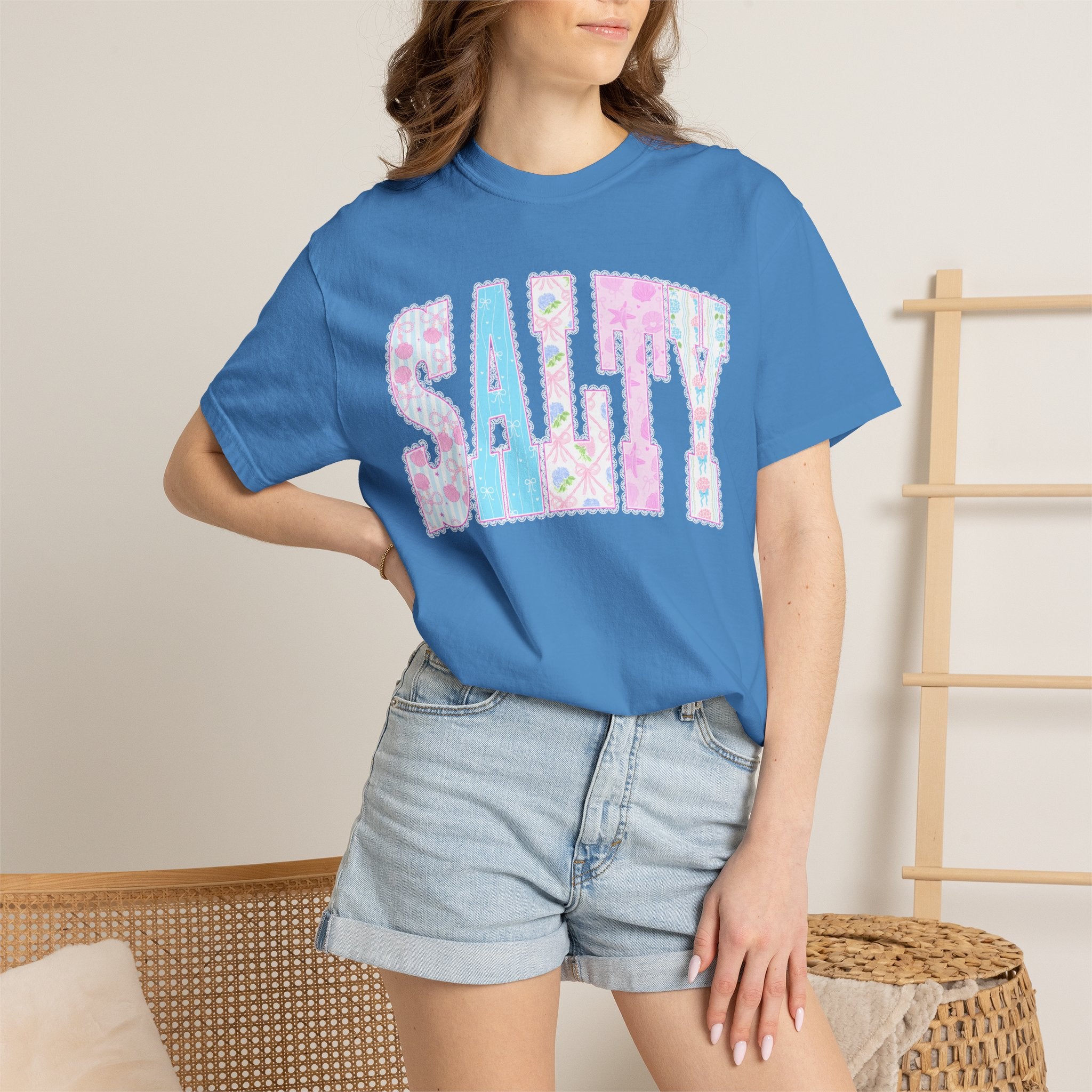 "SALTY" Floral Lettering Tee
