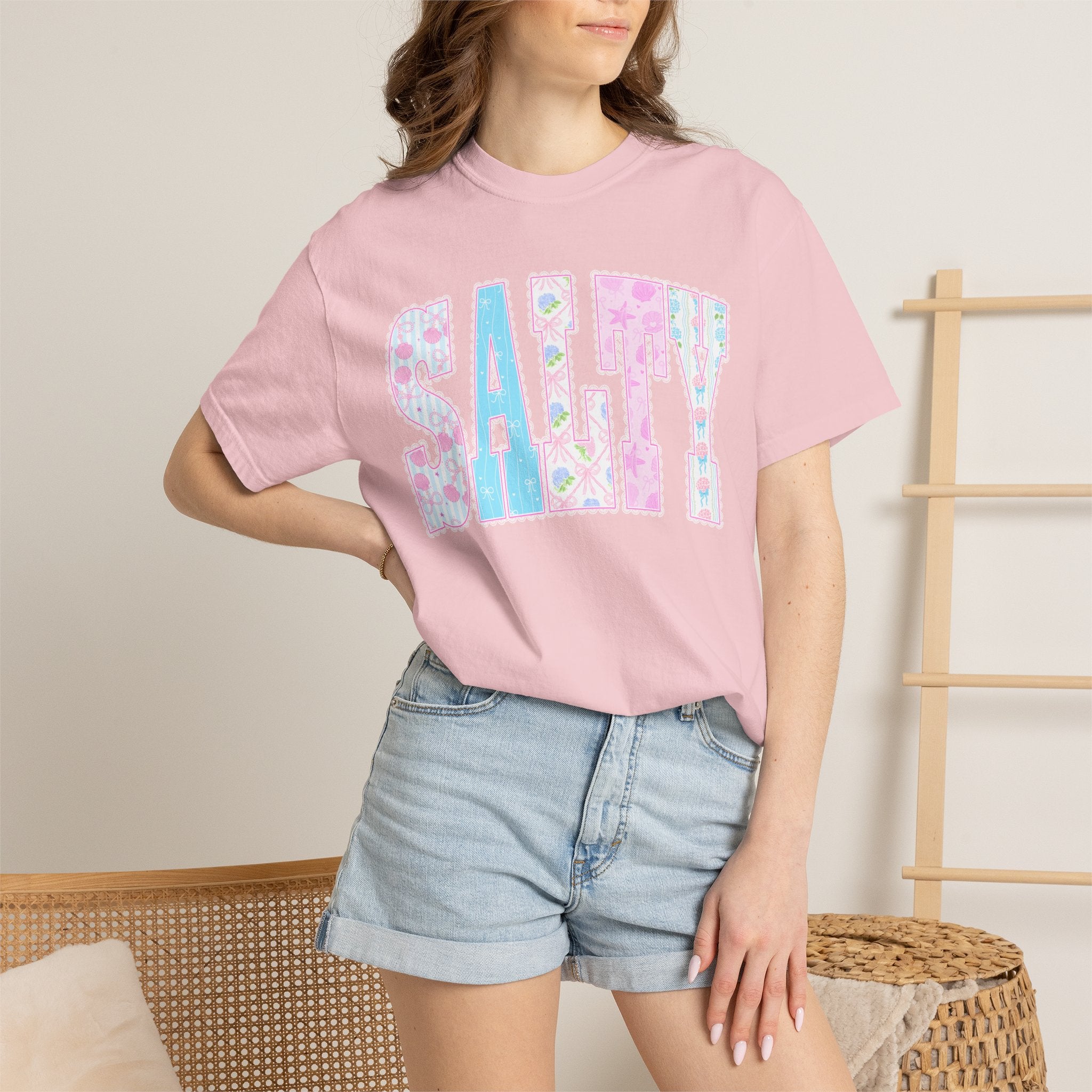 "SALTY" Floral Lettering Tee