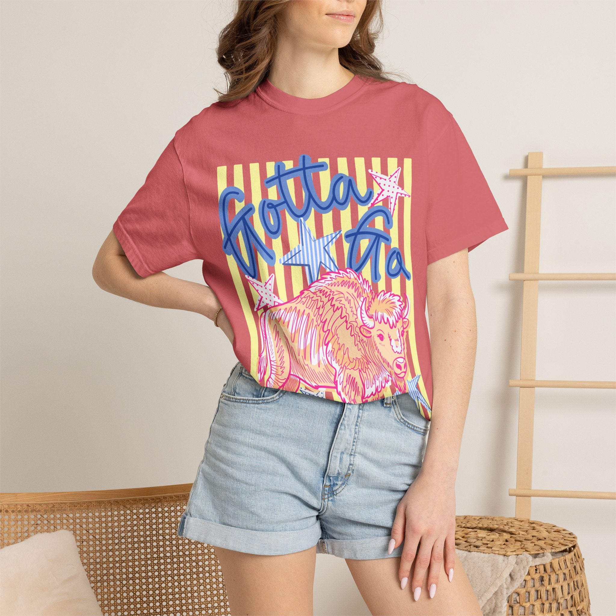 Gotta Go Buffalo T-Shirt — Retro Neon Bison Graphic Tee