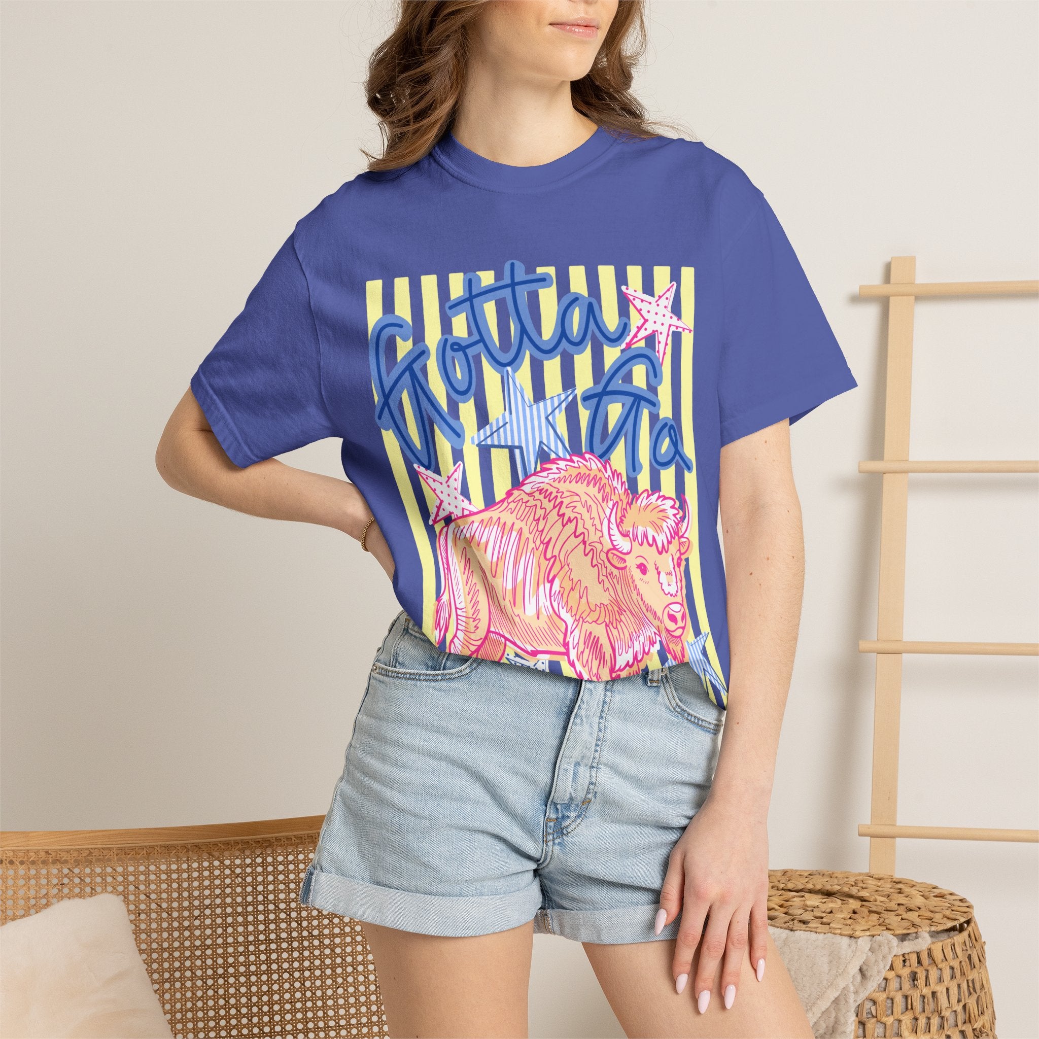 Gotta Go Buffalo T-Shirt — Retro Neon Bison Graphic Tee