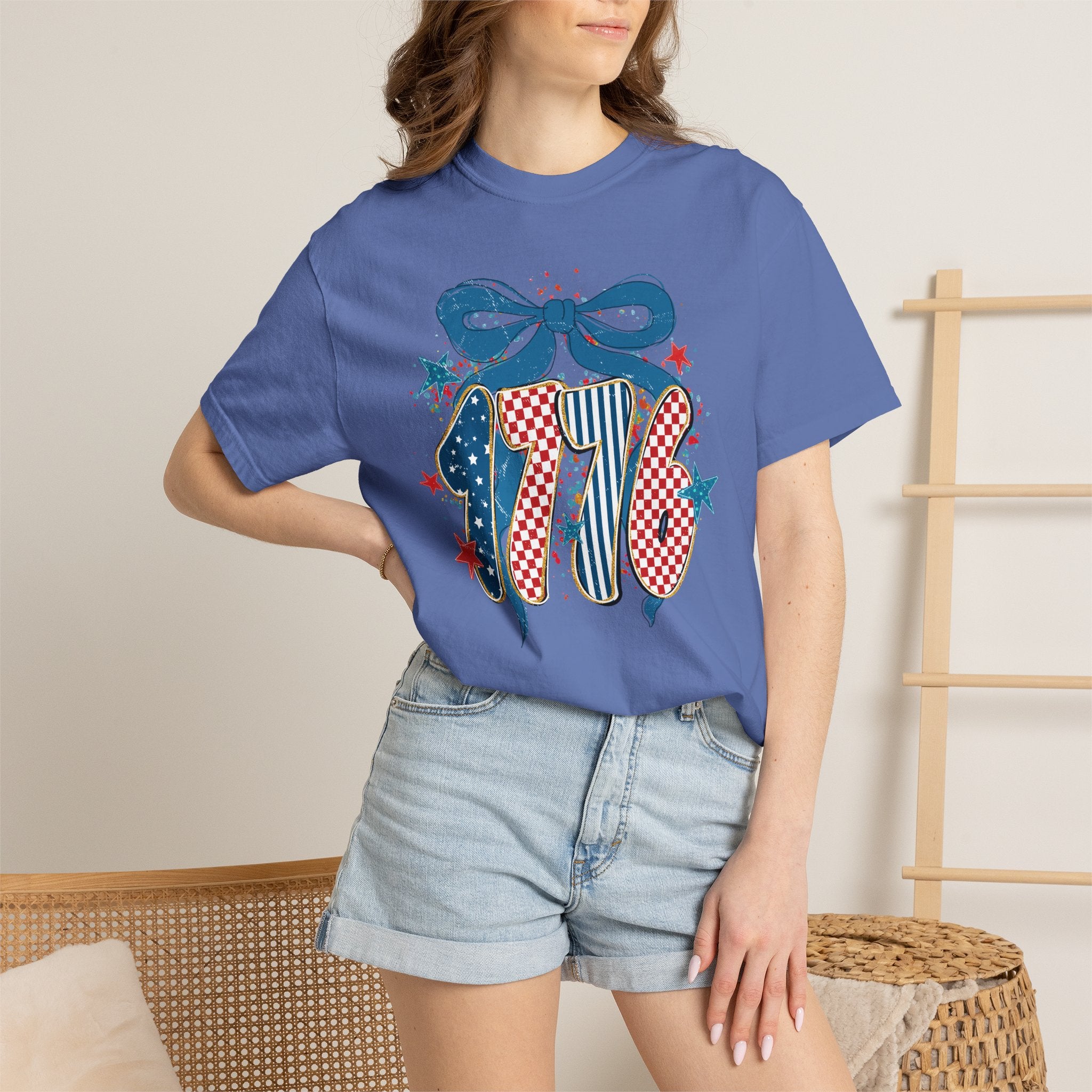 1776 Patriotic T-Shirt — Vintage USA Flag Ribbon Design