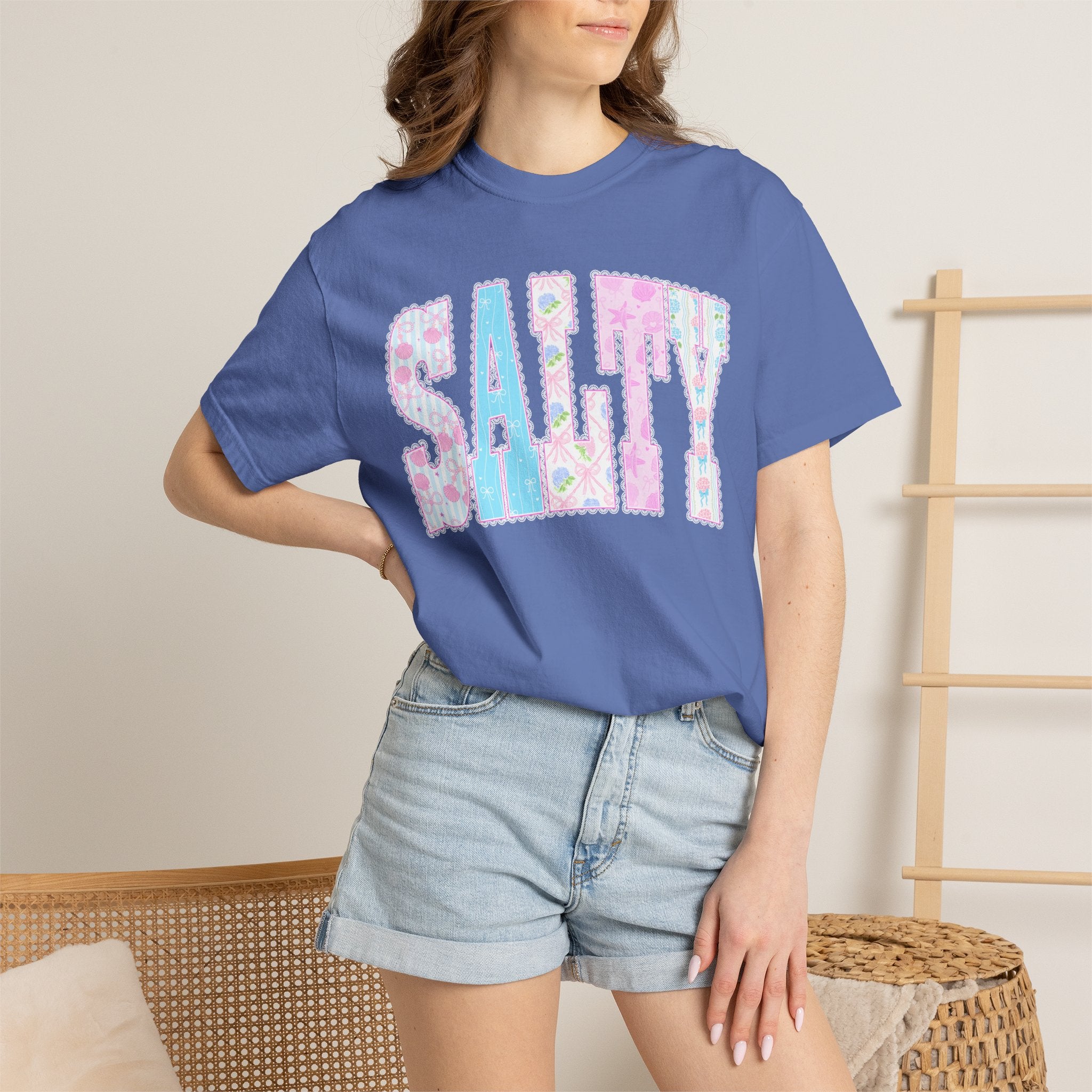 "SALTY" Floral Lettering Tee