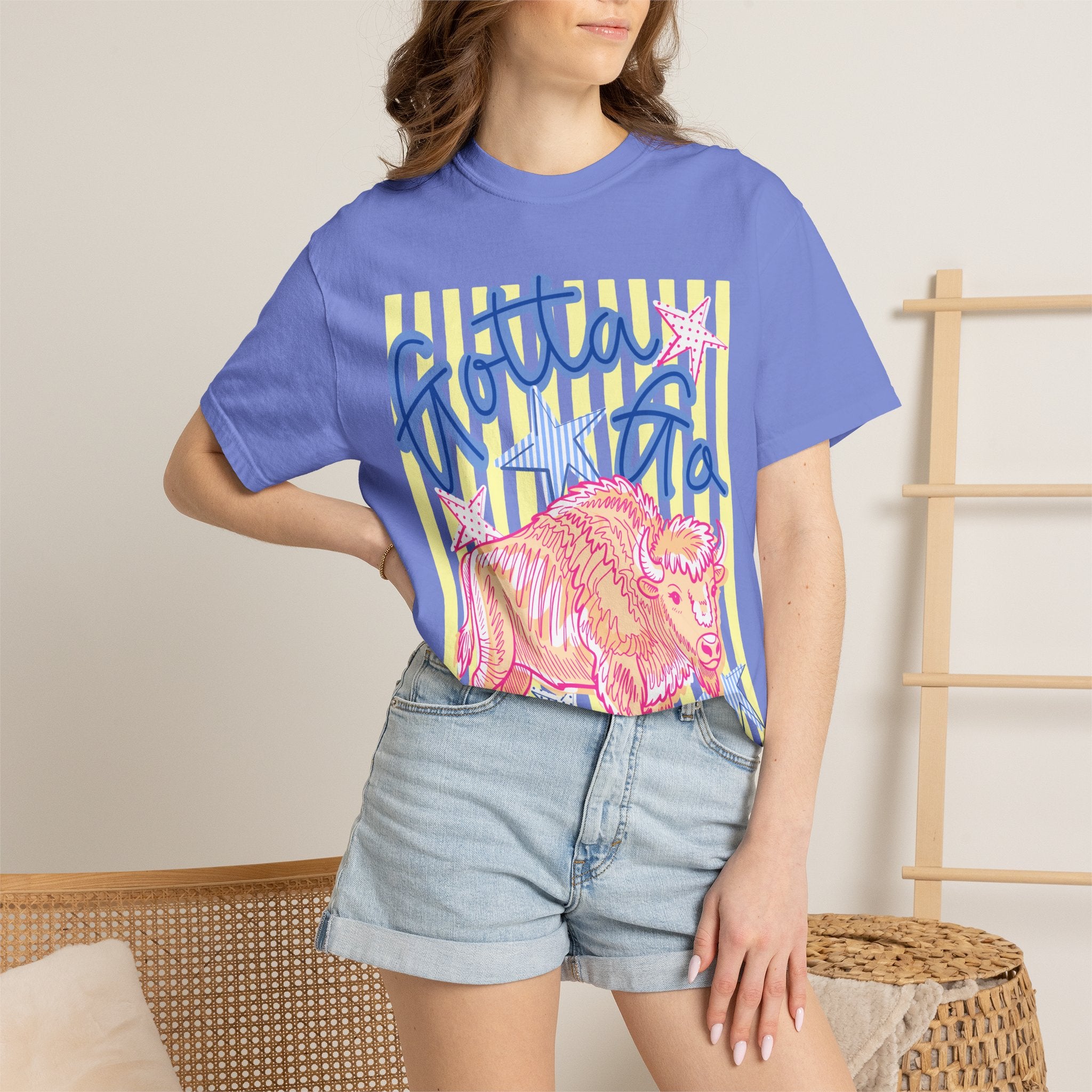 Gotta Go Buffalo T-Shirt — Retro Neon Bison Graphic Tee