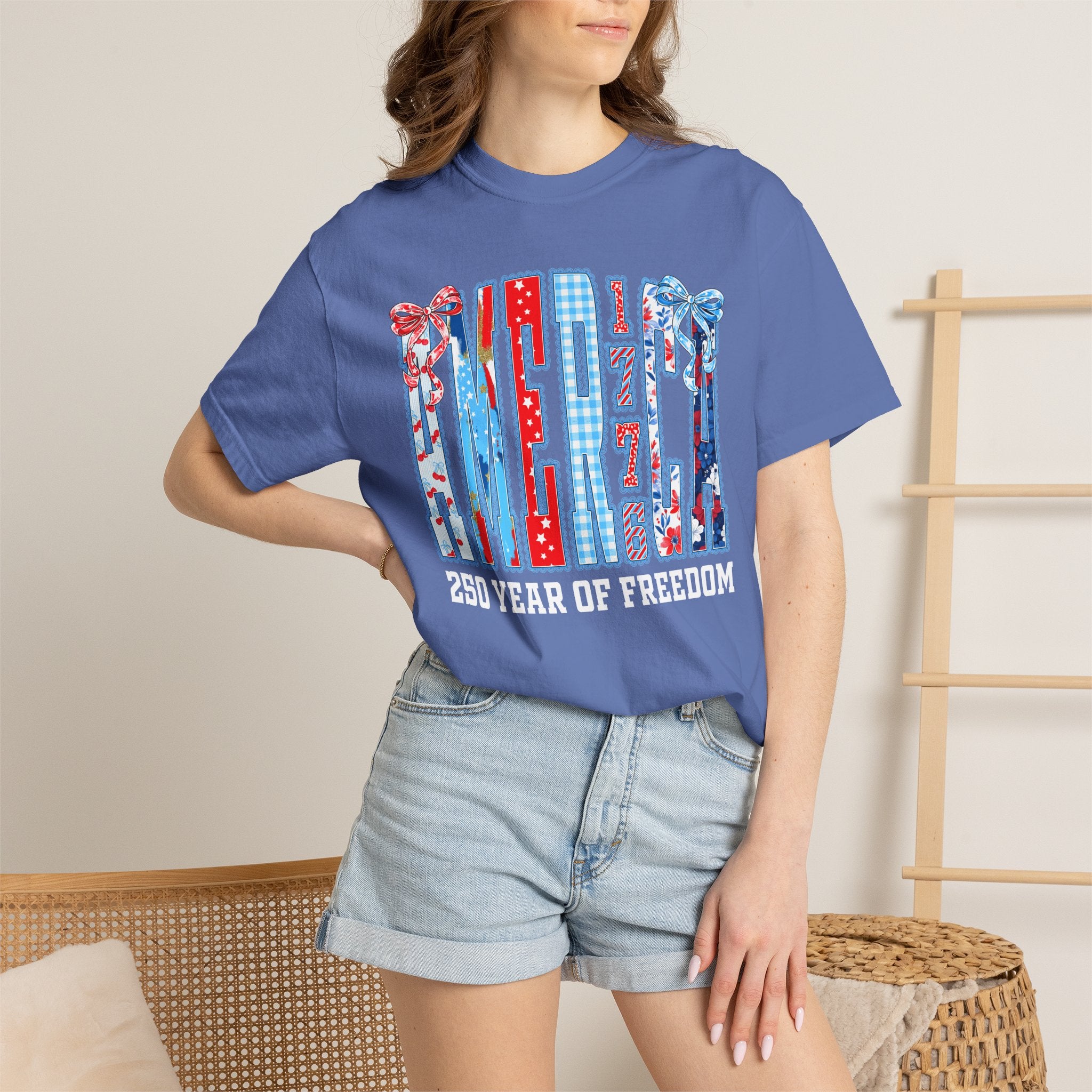 Patriotic Ribbon Flag T-Shirt — Red White Blue 4th of July Tee