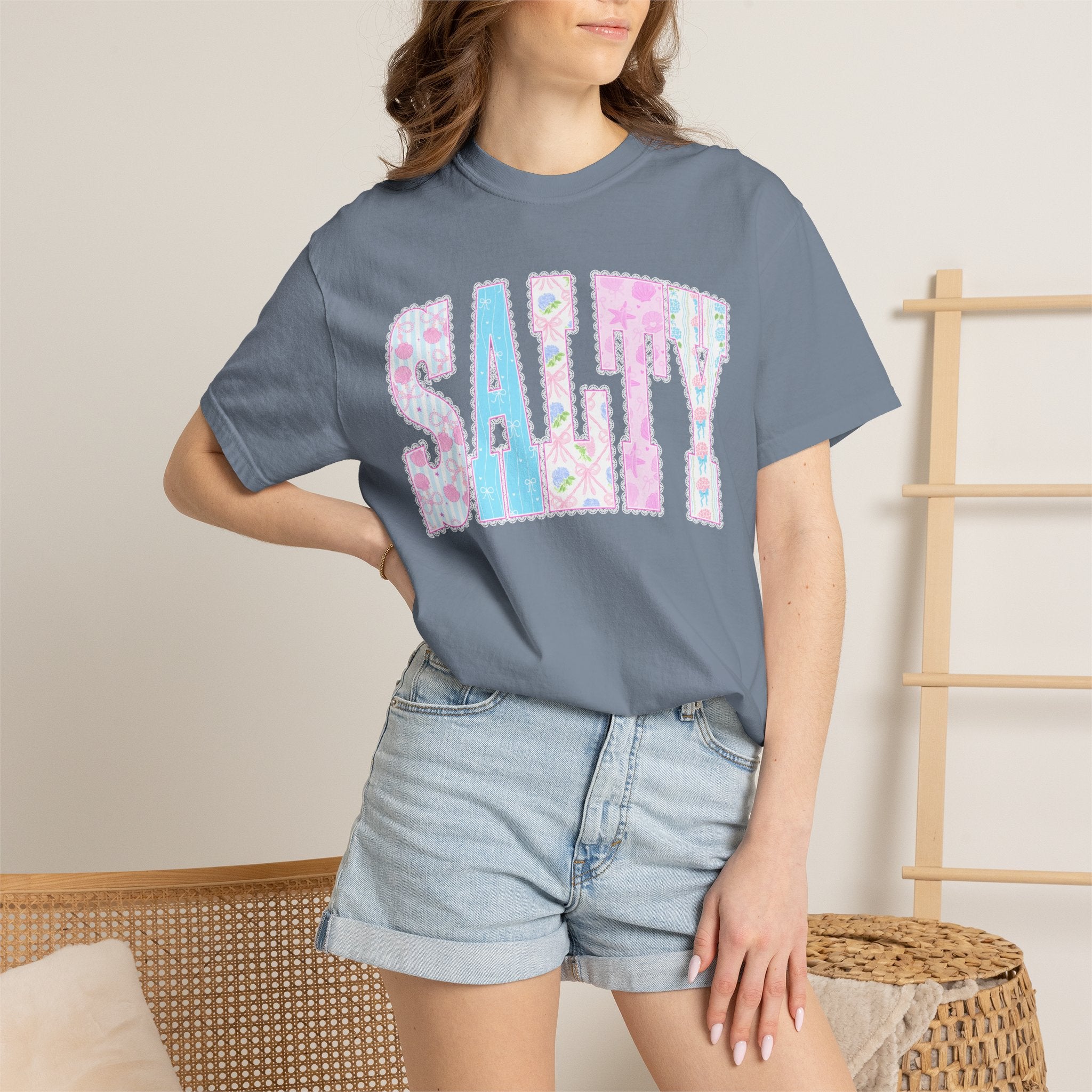 "SALTY" Floral Lettering Tee