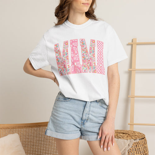 Mama Floral Patchwork T-Shirt — Mother’s Day Pink Graphic Tee