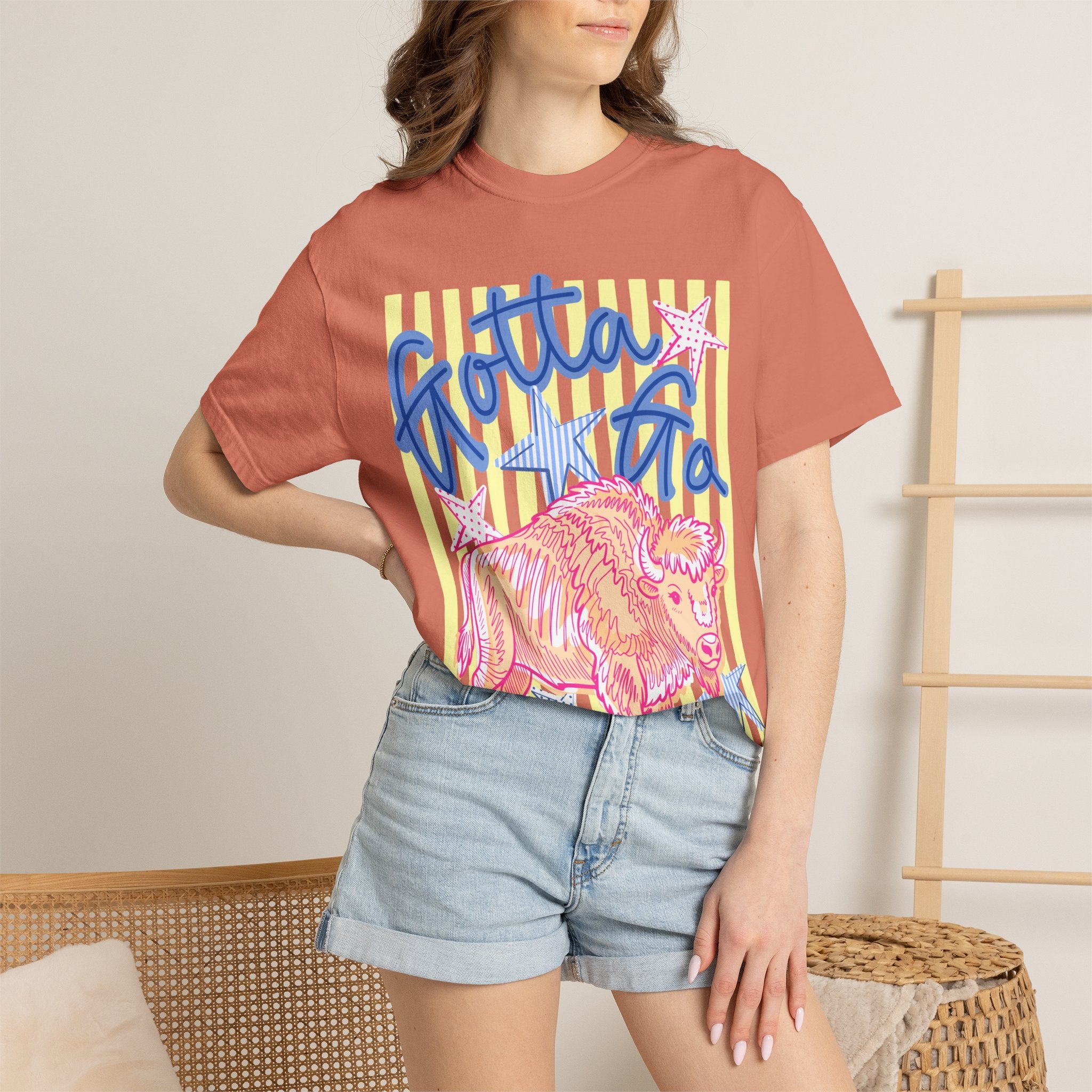 Gotta Go Buffalo T-Shirt — Retro Neon Bison Graphic Tee