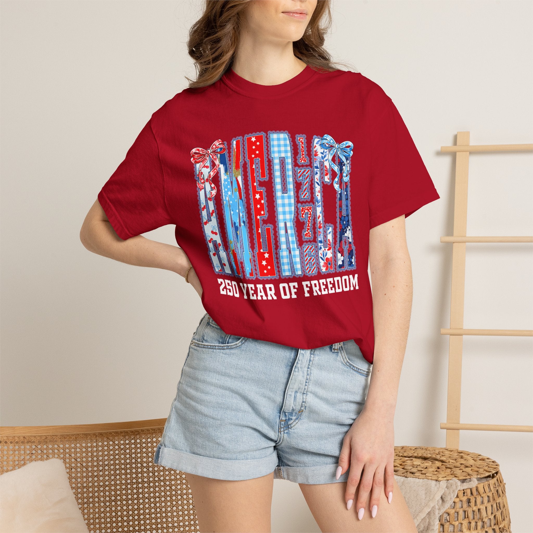 Patriotic Ribbon Flag T-Shirt — Red White Blue 4th of July Tee