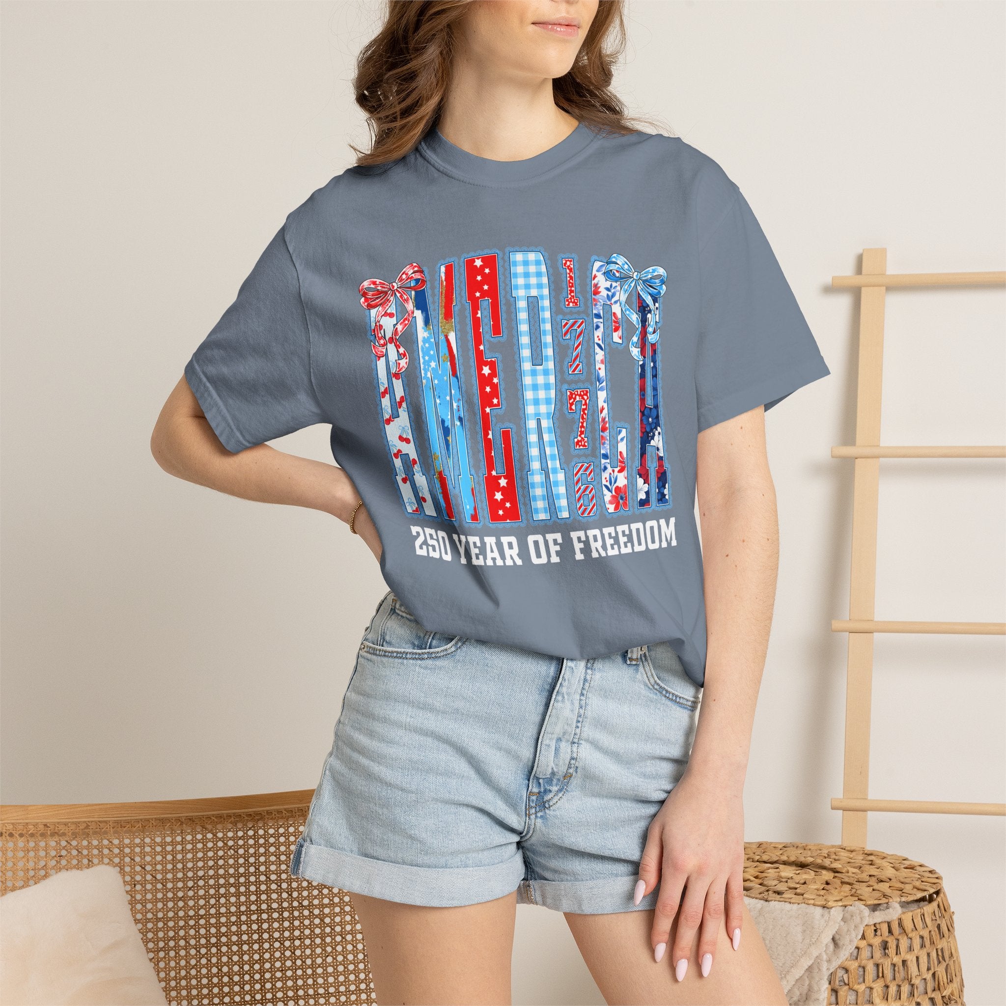 Patriotic Ribbon Flag T-Shirt — Red White Blue 4th of July Tee