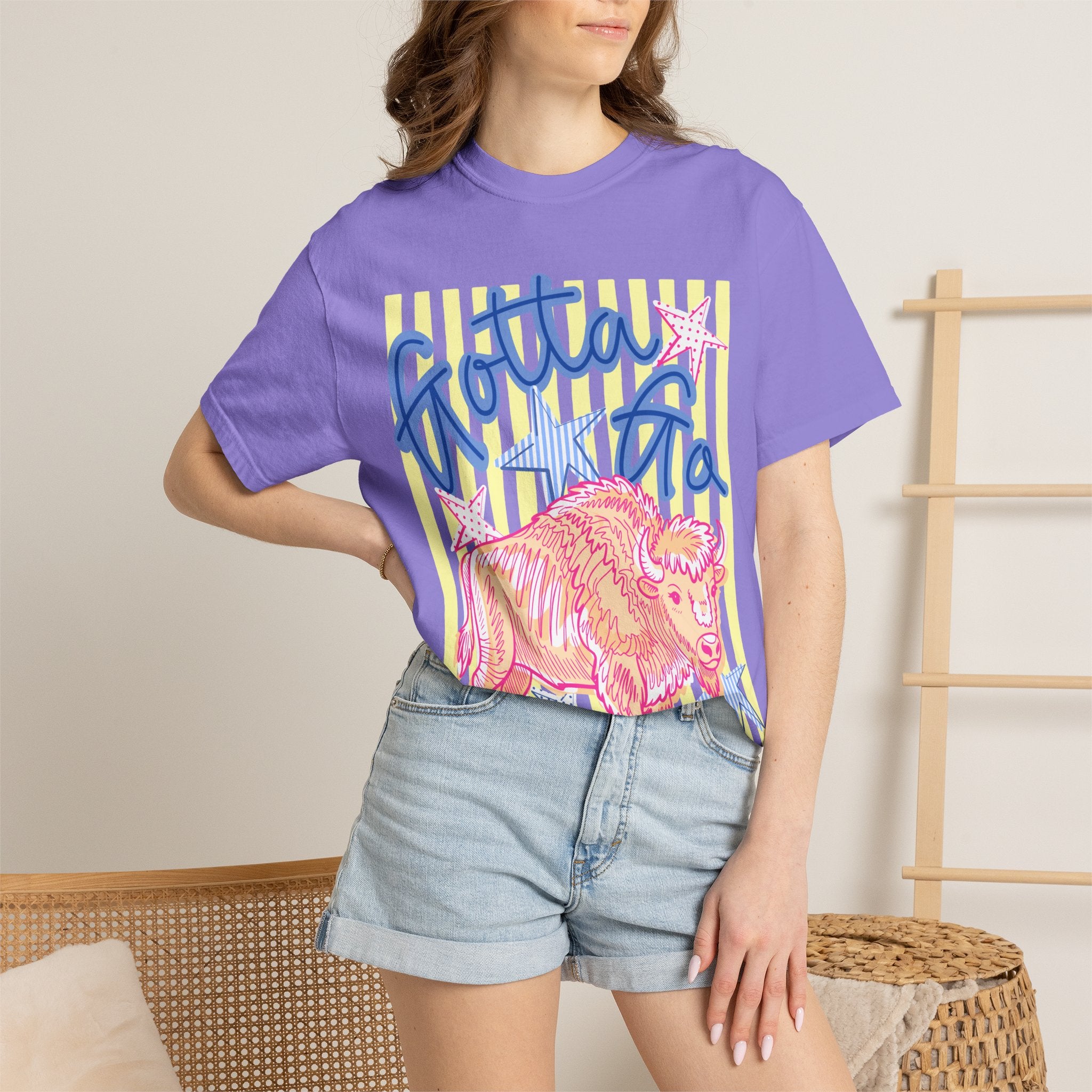 Gotta Go Buffalo T-Shirt — Retro Neon Bison Graphic Tee