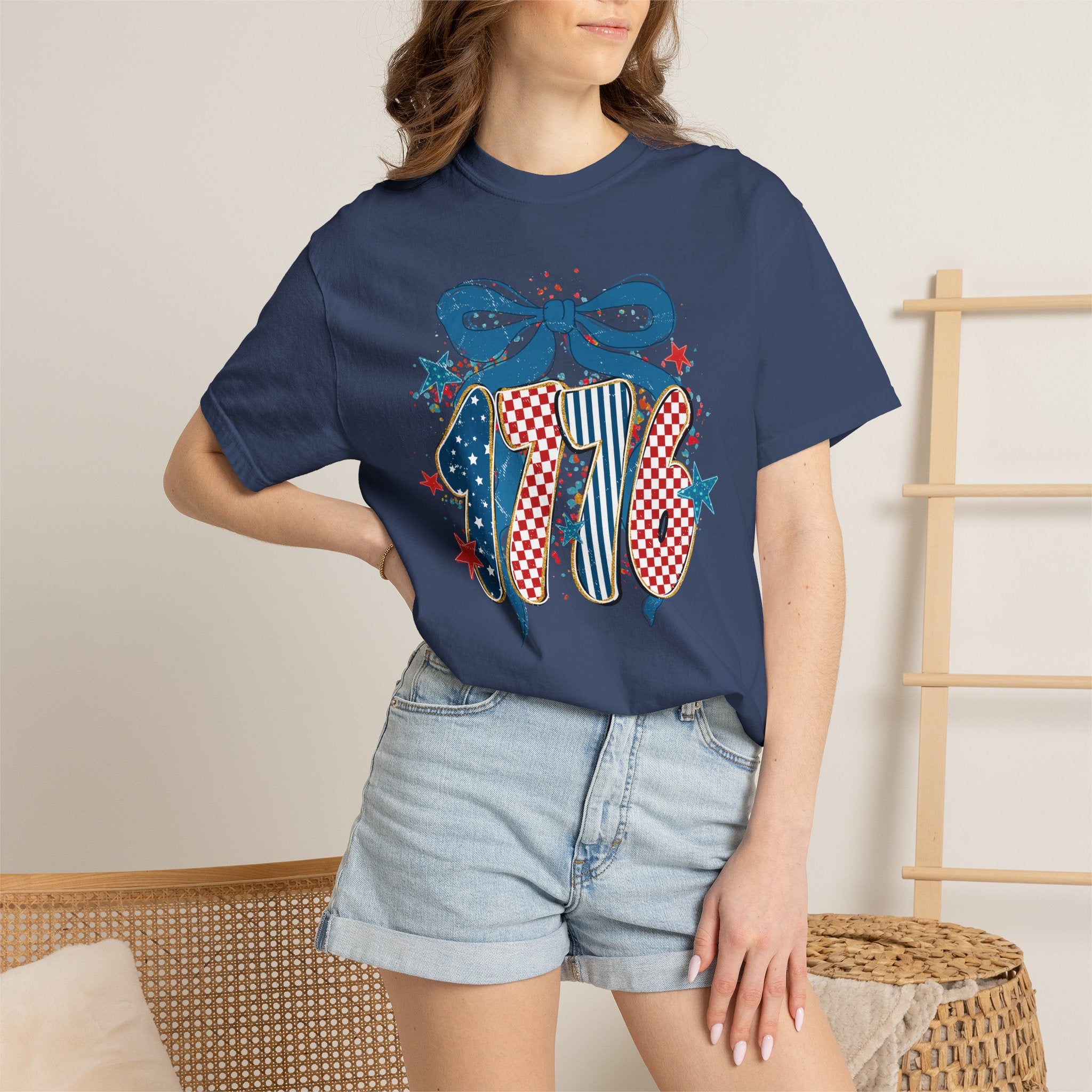 1776 Patriotic T-Shirt — Vintage USA Flag Ribbon Design