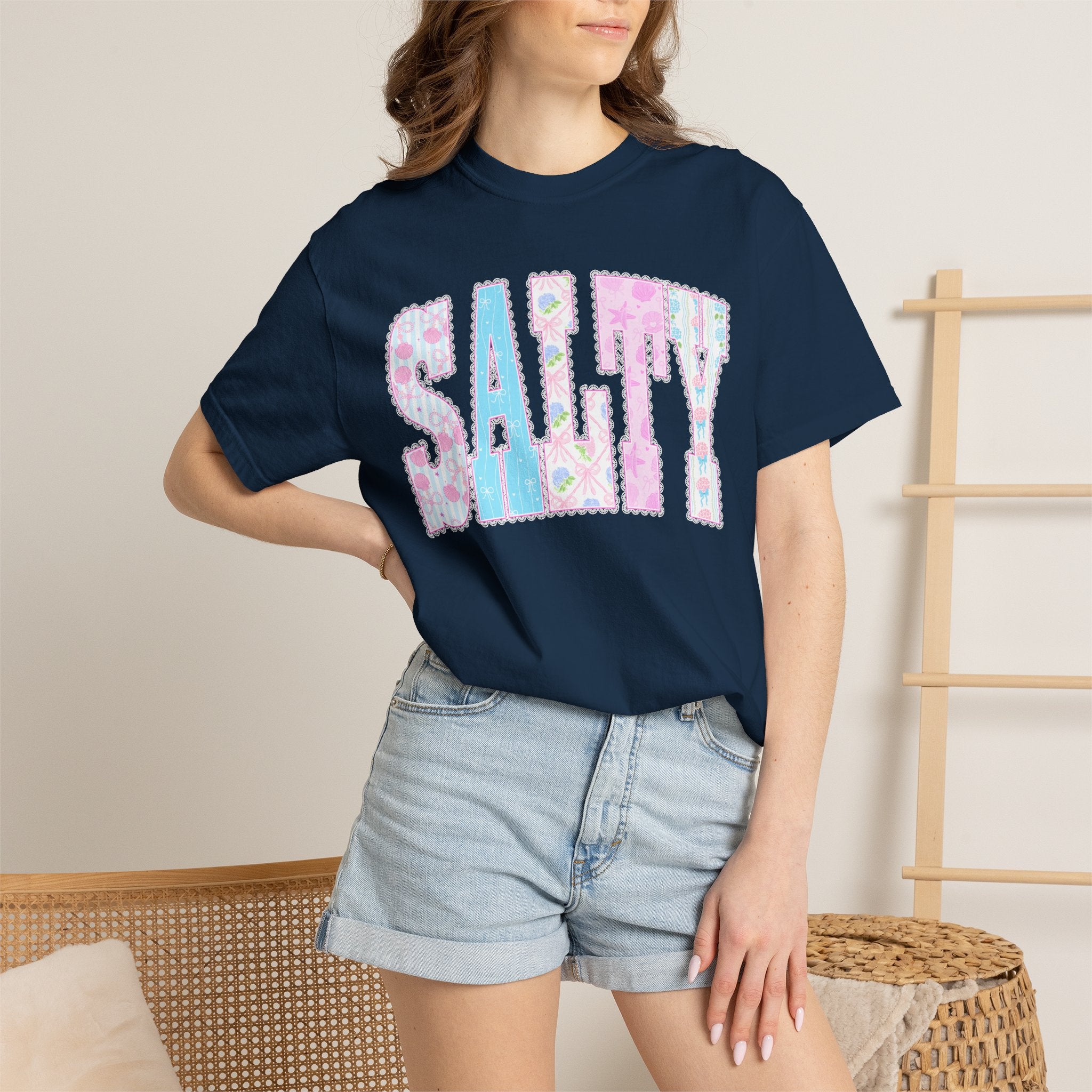 "SALTY" Floral Lettering Tee