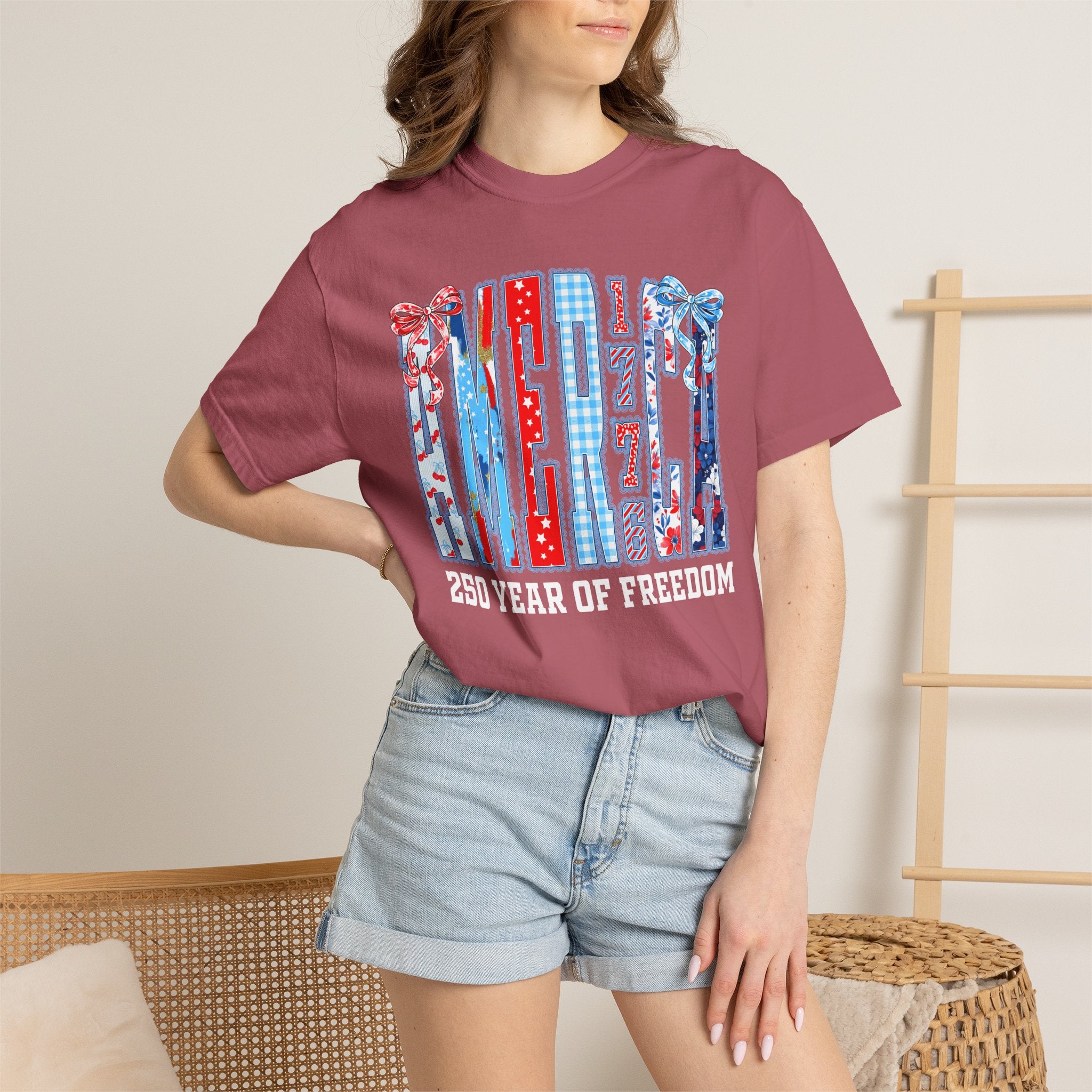 Patriotic Ribbon Flag T-Shirt — Red White Blue 4th of July Tee