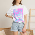 Chasing Freedom in Jesus T-Shirt — Pastel Striped Faith Tee