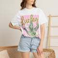 Lucky Duck T-Shirt — Retro Striped Graphic Tee with Flying Duck & Stars