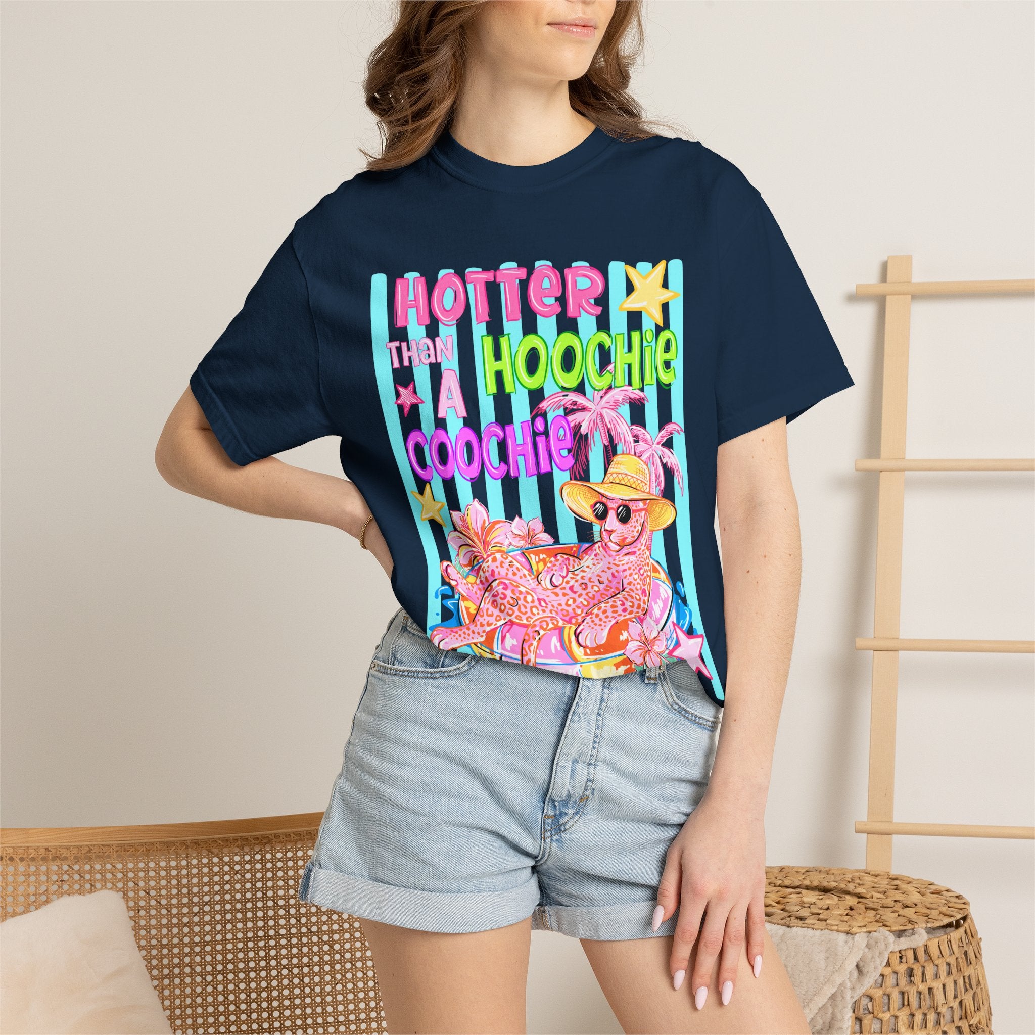 "Hotter Than a Hoochie Coochie" Retro Beach Tee