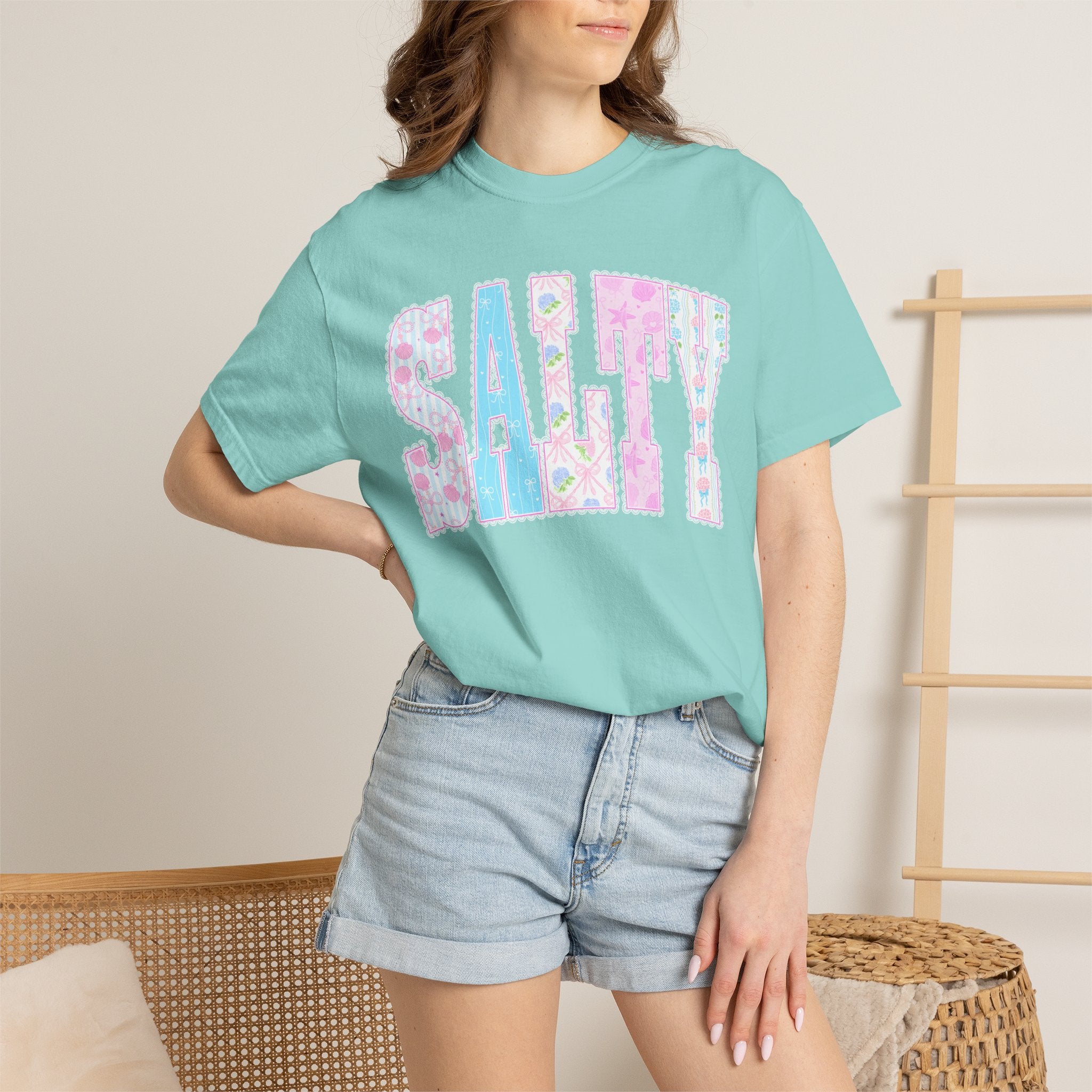 "SALTY" Floral Lettering Tee