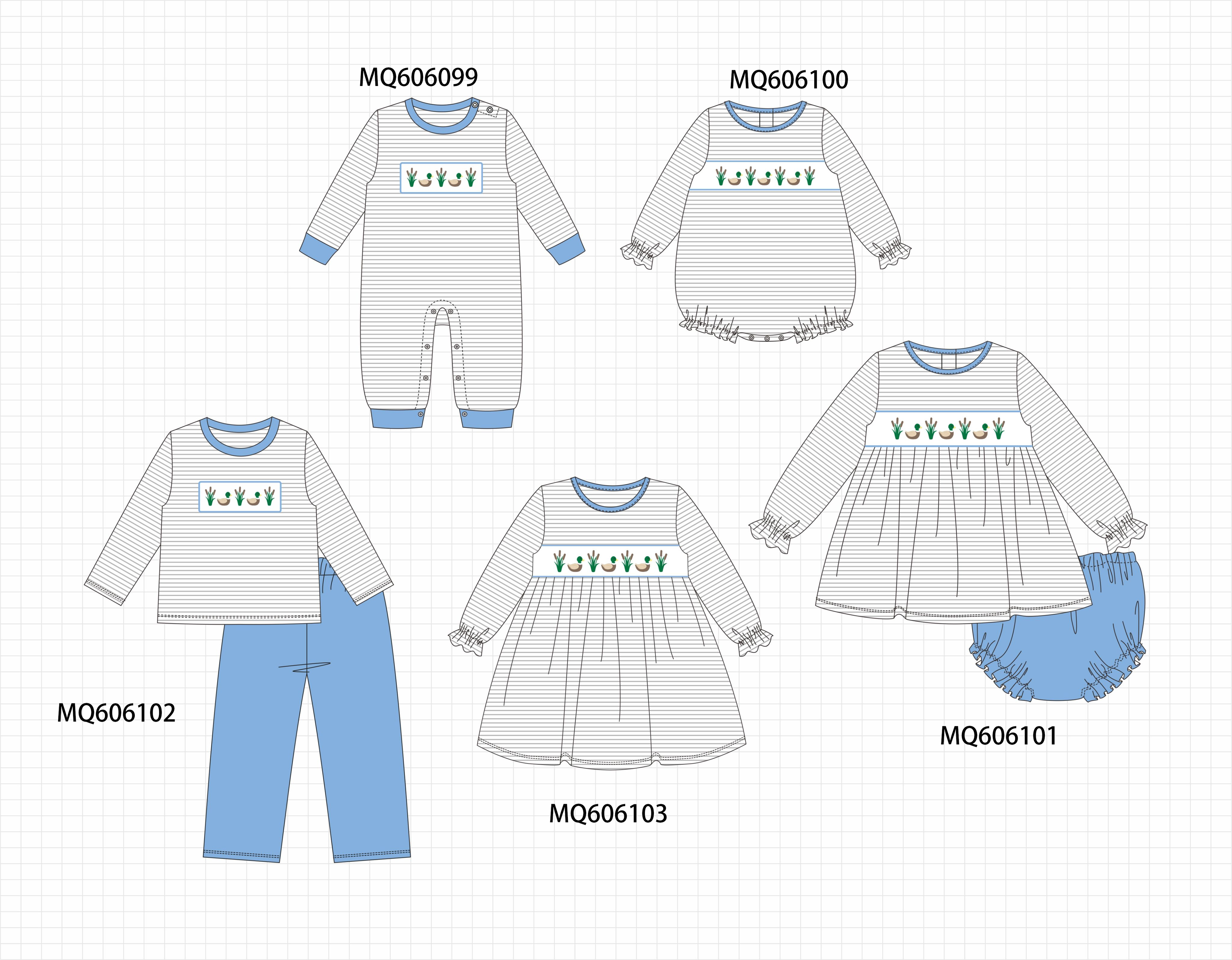Blue duck embroidery stripe collection