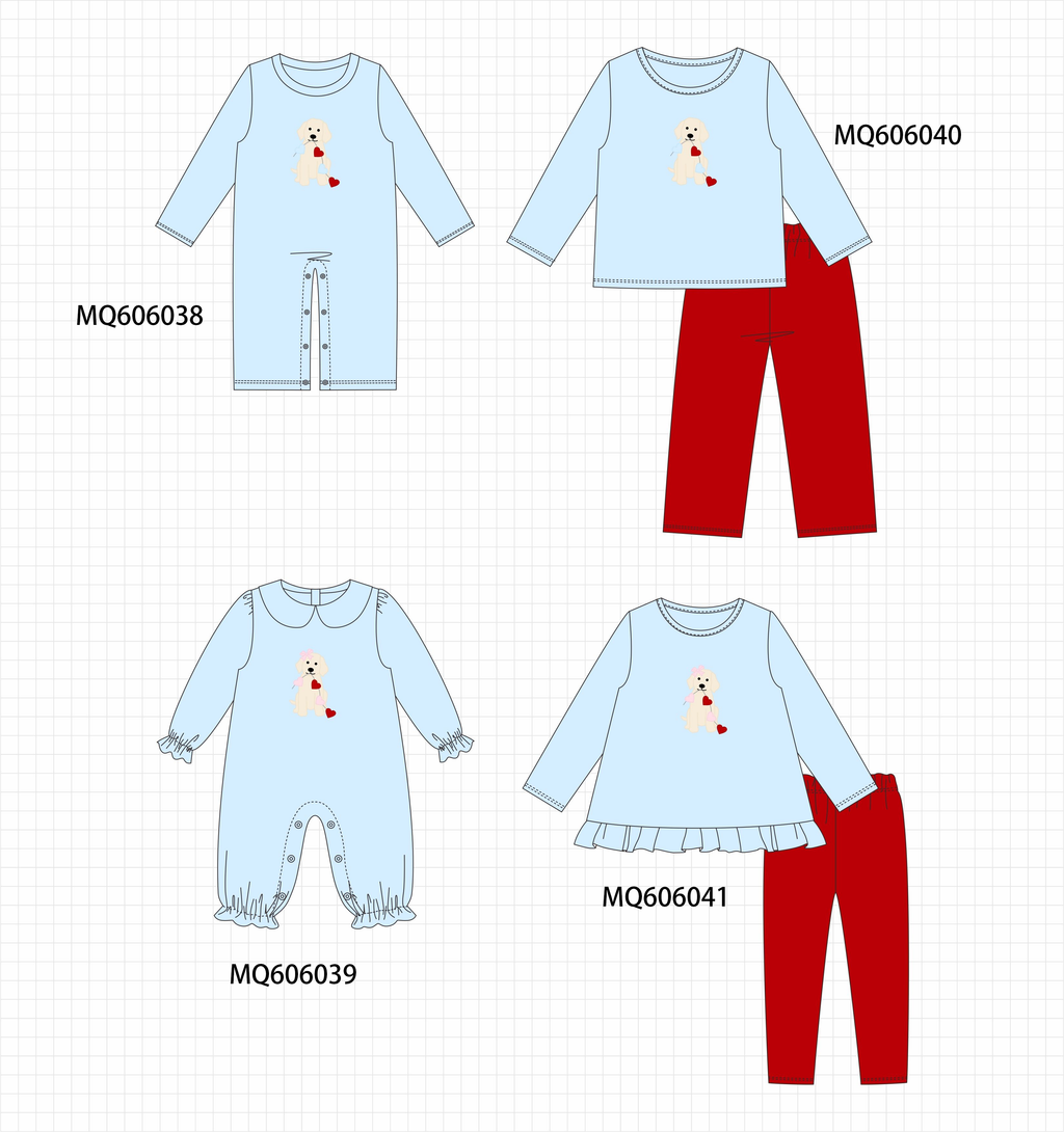 Blue puppy heart applique collection