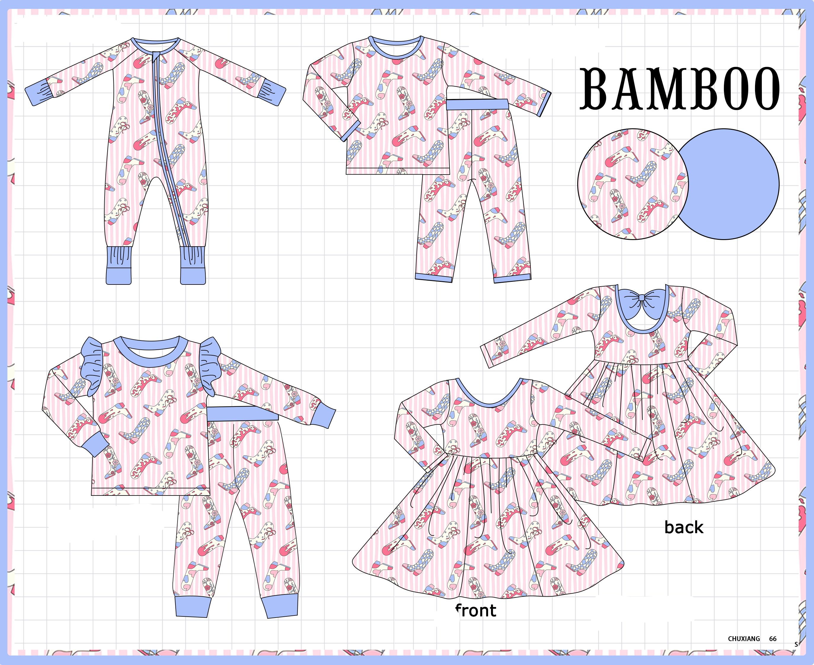 Blue western boots stripe bamboo collection
