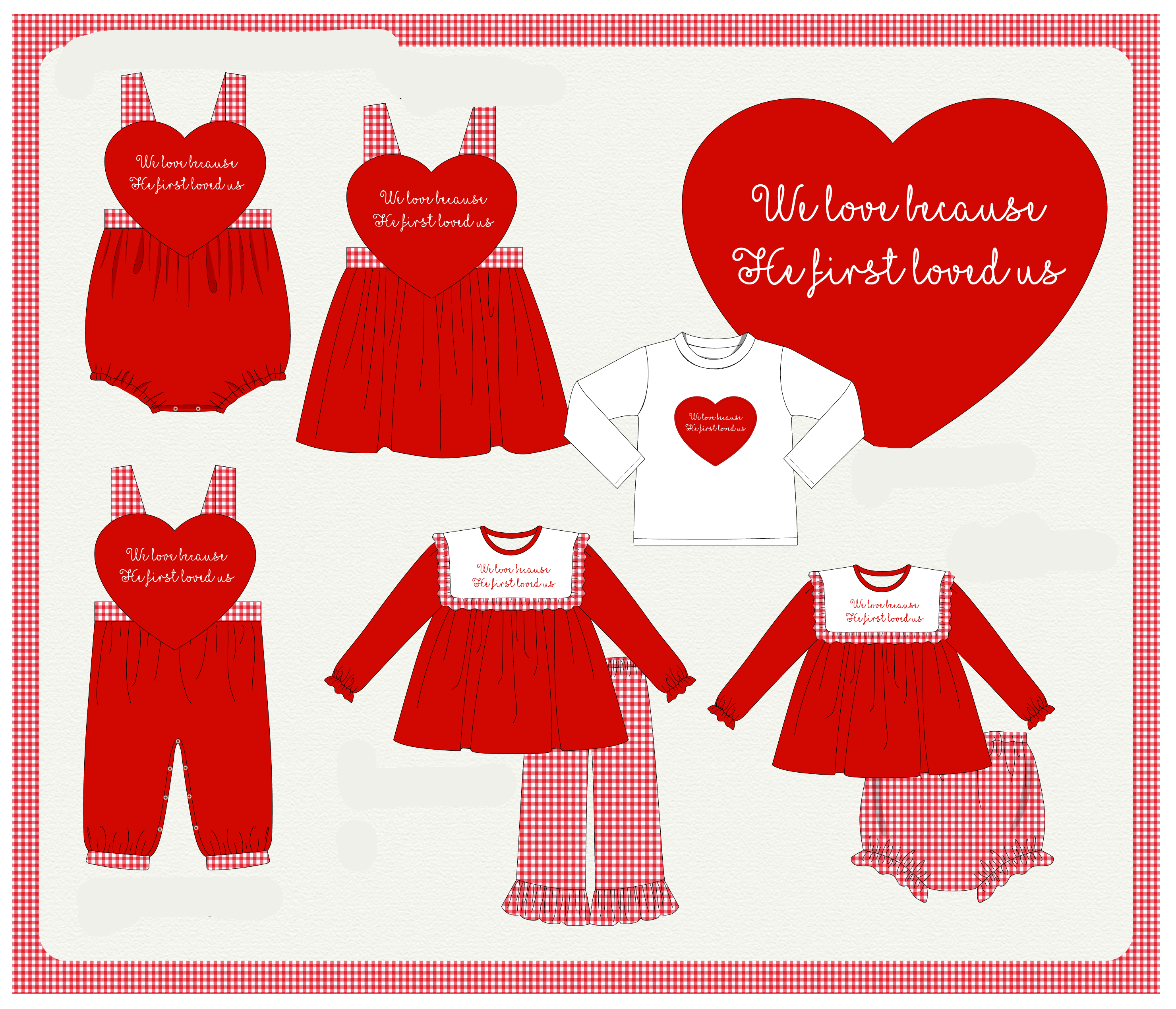 Red valentine's day heart applique collection