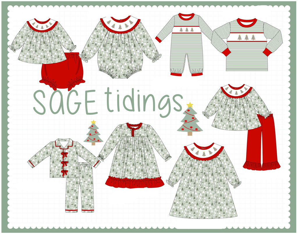 Green christmas tree embroidery collection