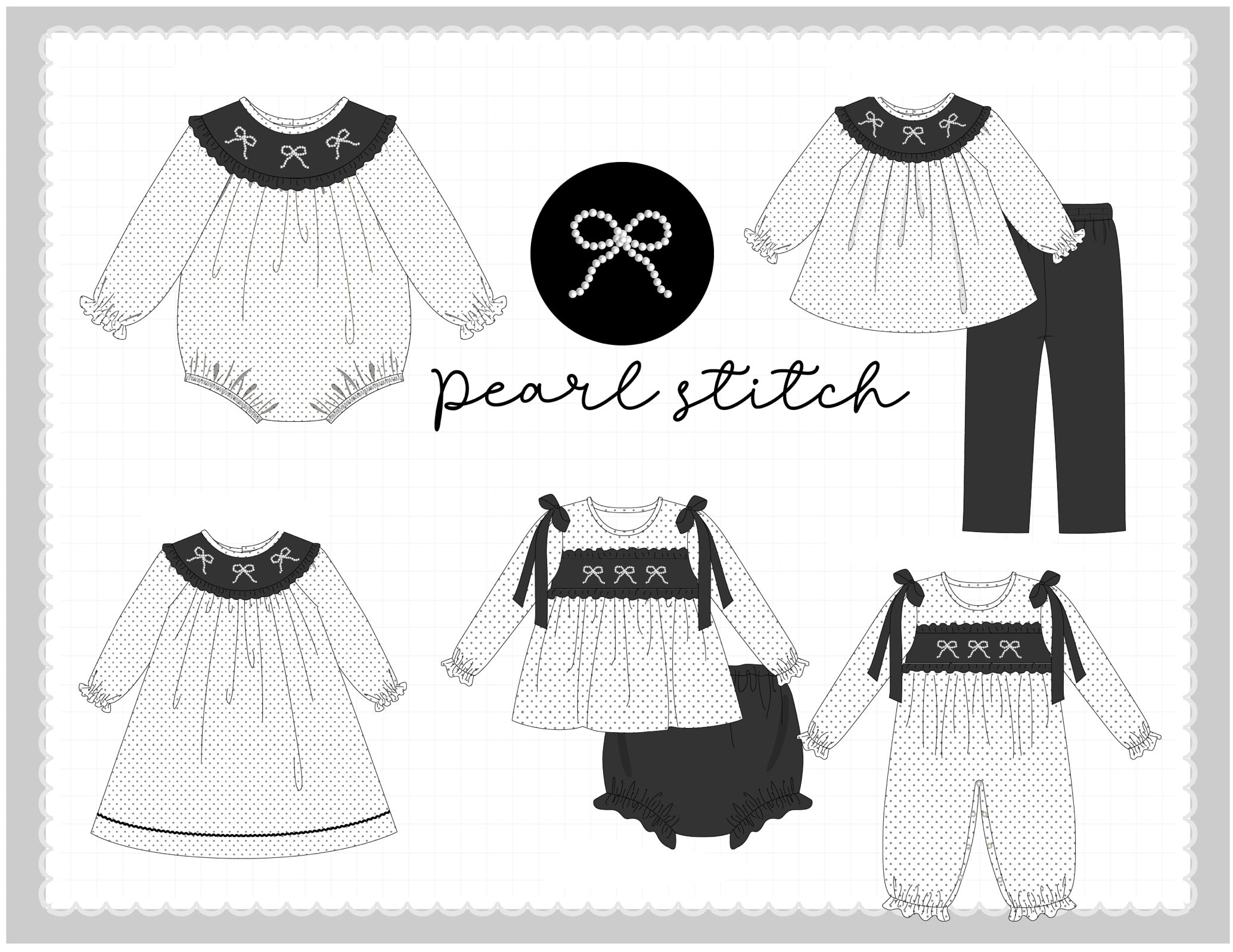 White bow pearl stich dot collection (ETA-MID/LATE NOVEMBER)
