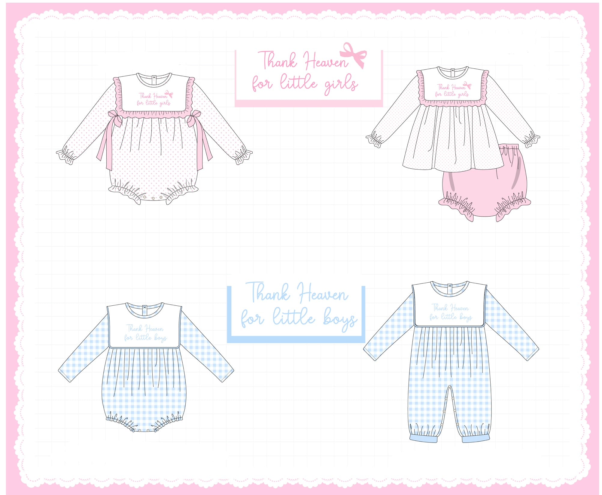 Pink&blue embroidery dot gingham collection (ETA-MID/LATE NOVEMBER)