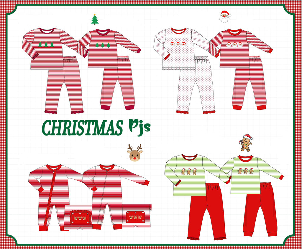 Christmas stripe tree santa reindeer gingerbread embroidery collection (ETA-MID/LATE NOVEMBER)
