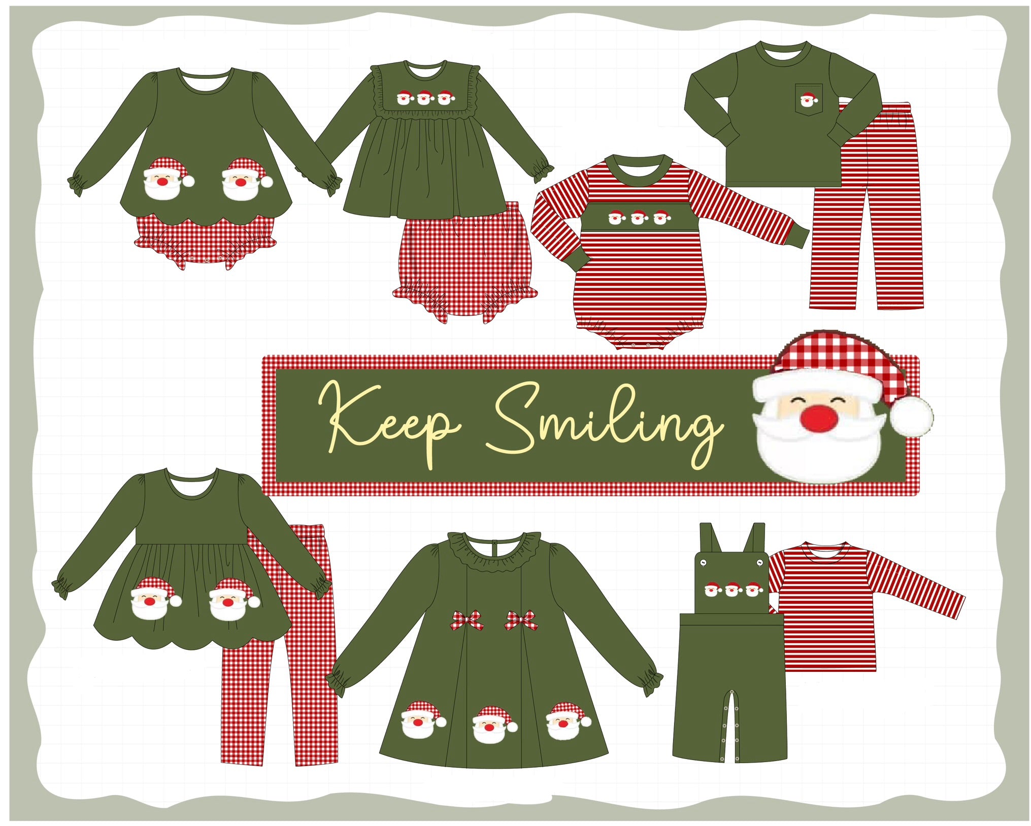 Green christmas santa claus applique collection (ETA-MID/LATE NOVEMBER)