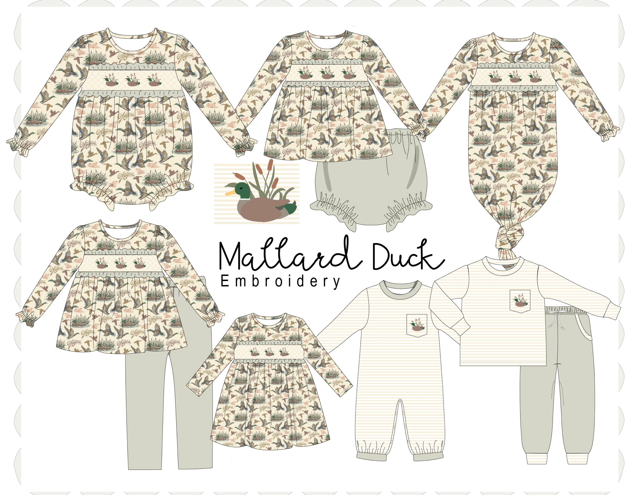 Green mallard embroidery collection (ETA-MID/LATE NOVEMBER)